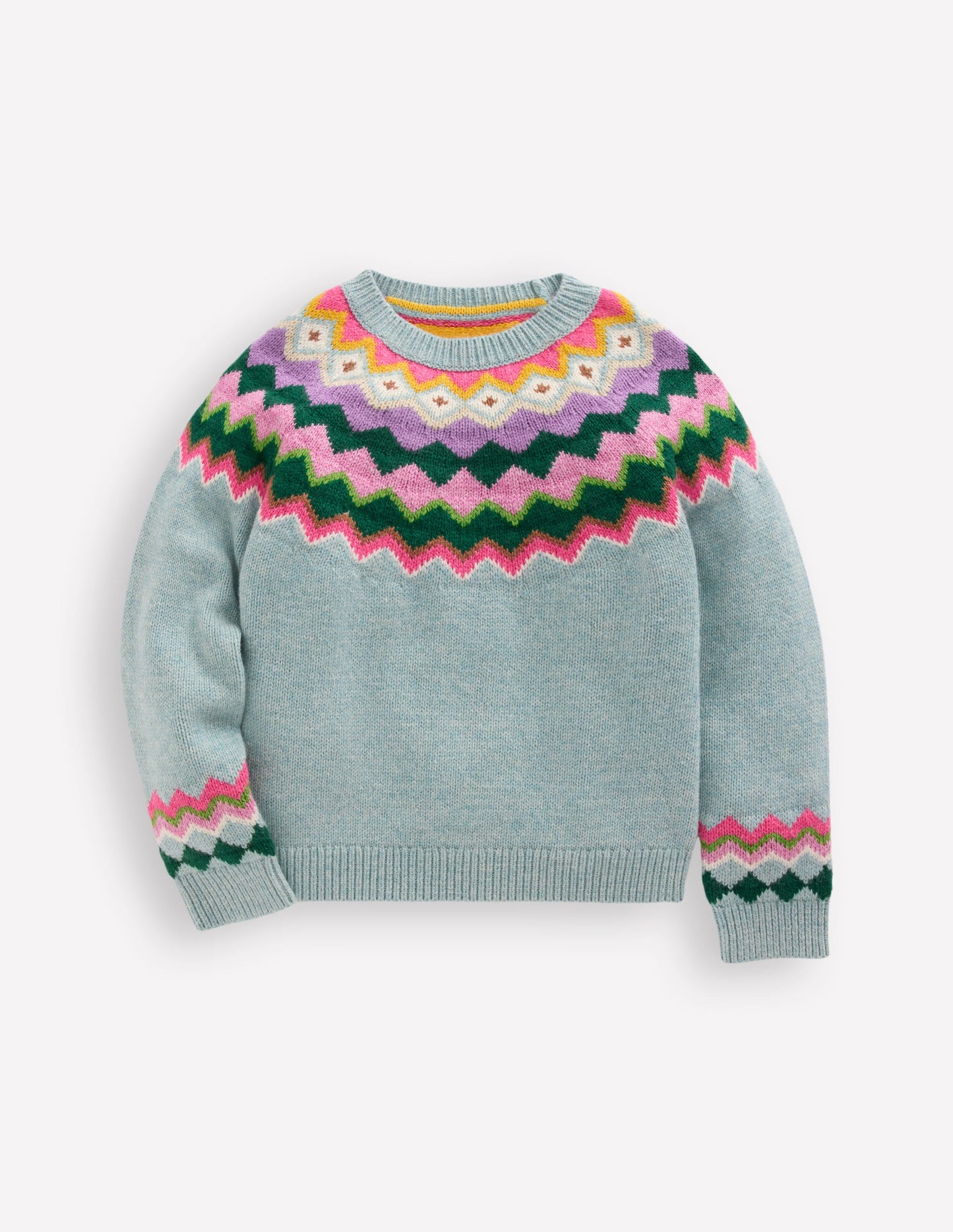 Pull Eleanor à motif jacquard-Motif jacquard bleu embrun