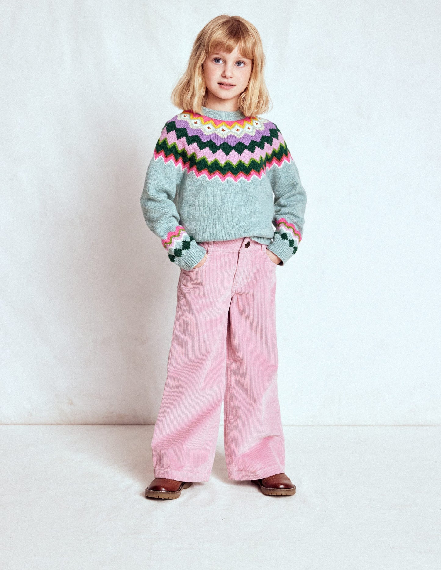 Pull Eleanor à motif jacquard-Motif jacquard bleu embrun