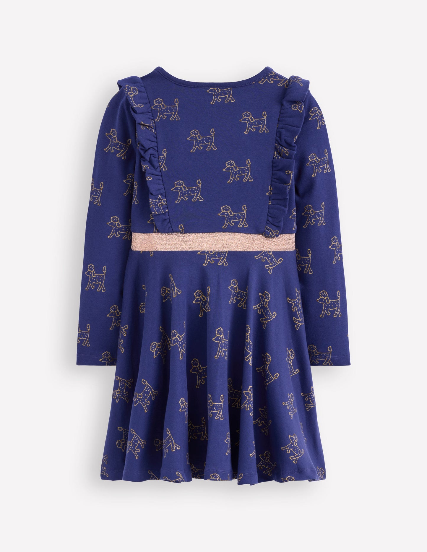 Robe tournoyante Cora en jersey-Caniches métallisés bleu marine