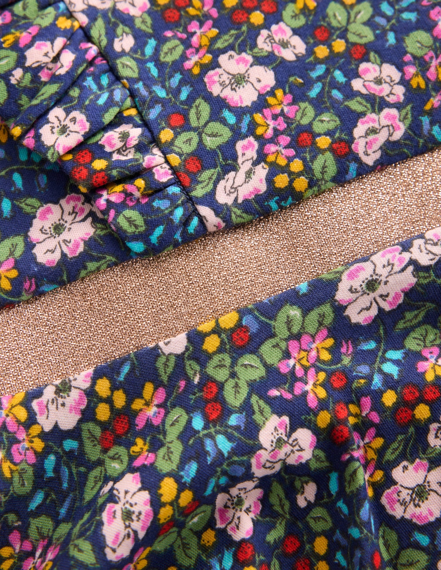 Robe tournoyante Cora en jersey-Motif floral baies bleu tribord