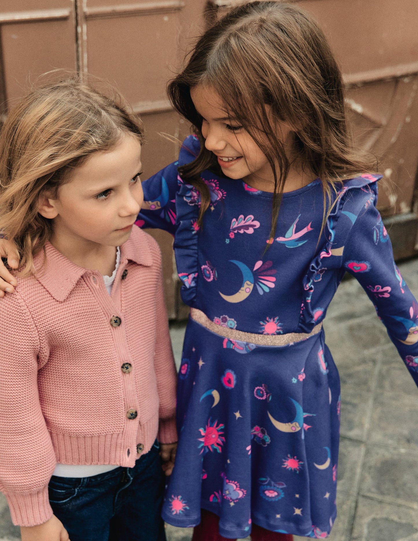 Cora Jerseykleid zum Herumwirbeln-Schuluniform-Marineblau Paisley-Himmel