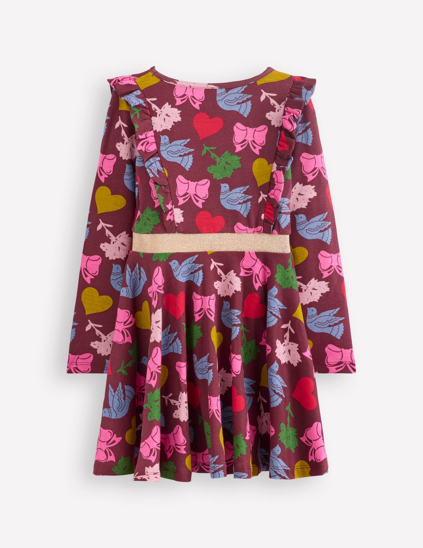 Robe tournoyante Cora en jersey-Motif Festive Fun châtaigne