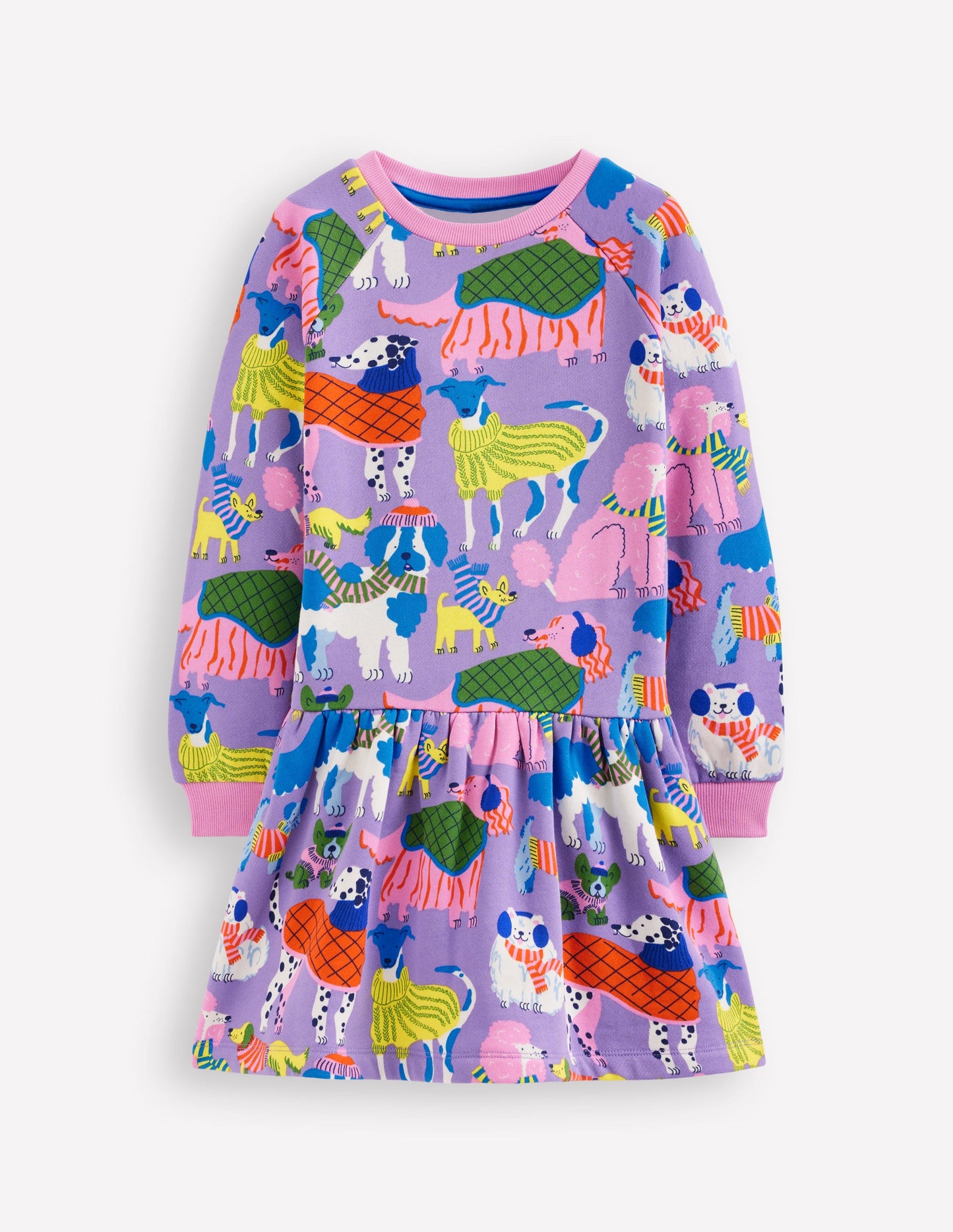 Kuscheliges Sweatshirt-Kleid-Eierschalenblau Hunde im Winteroutfit
