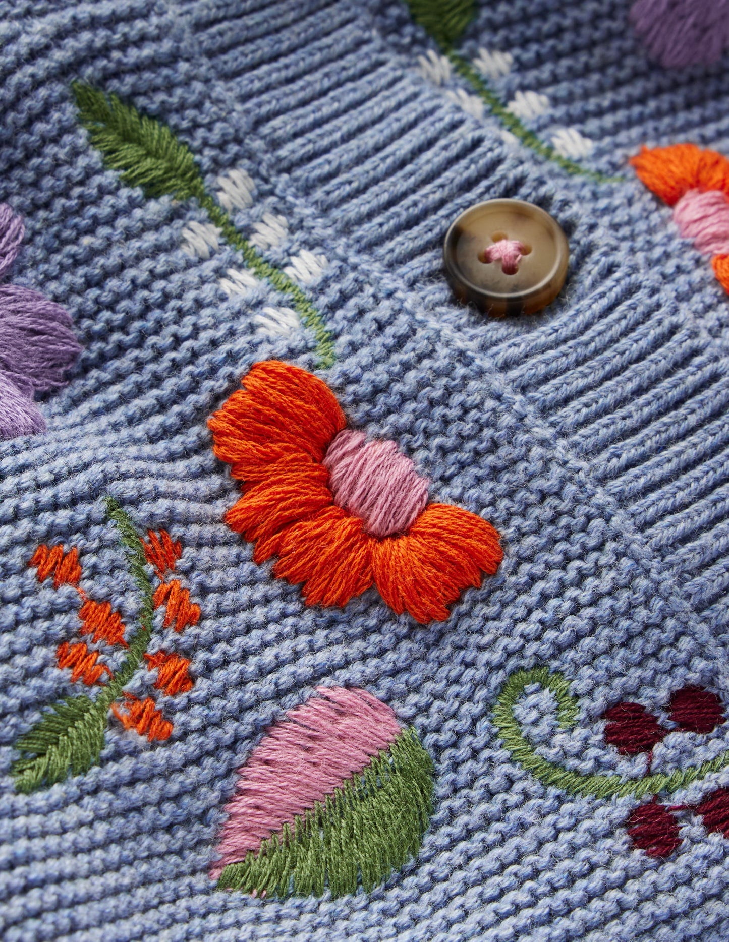 Hübsche Strickjacke mit Stickerei-Gletscherblau