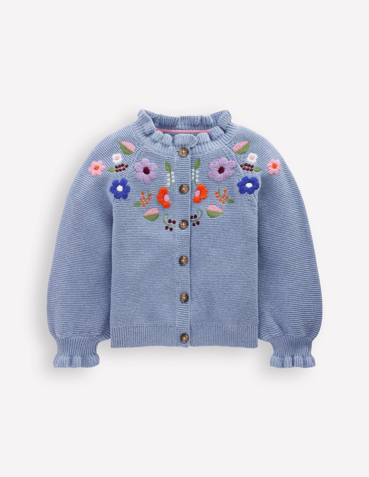 Hübsche Strickjacke mit Stickerei-Gletscherblau