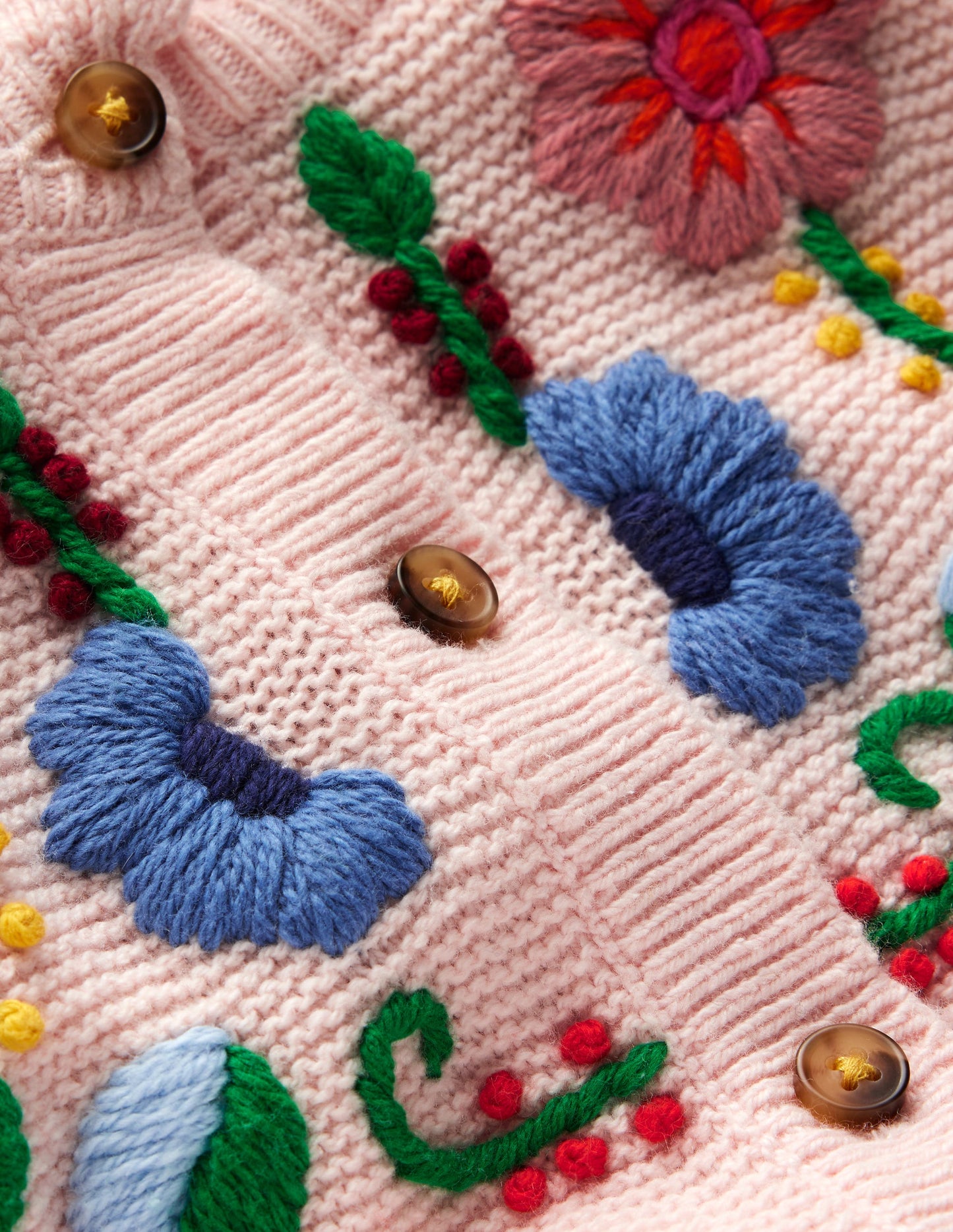 Joli gilet brodé-Rose craie
