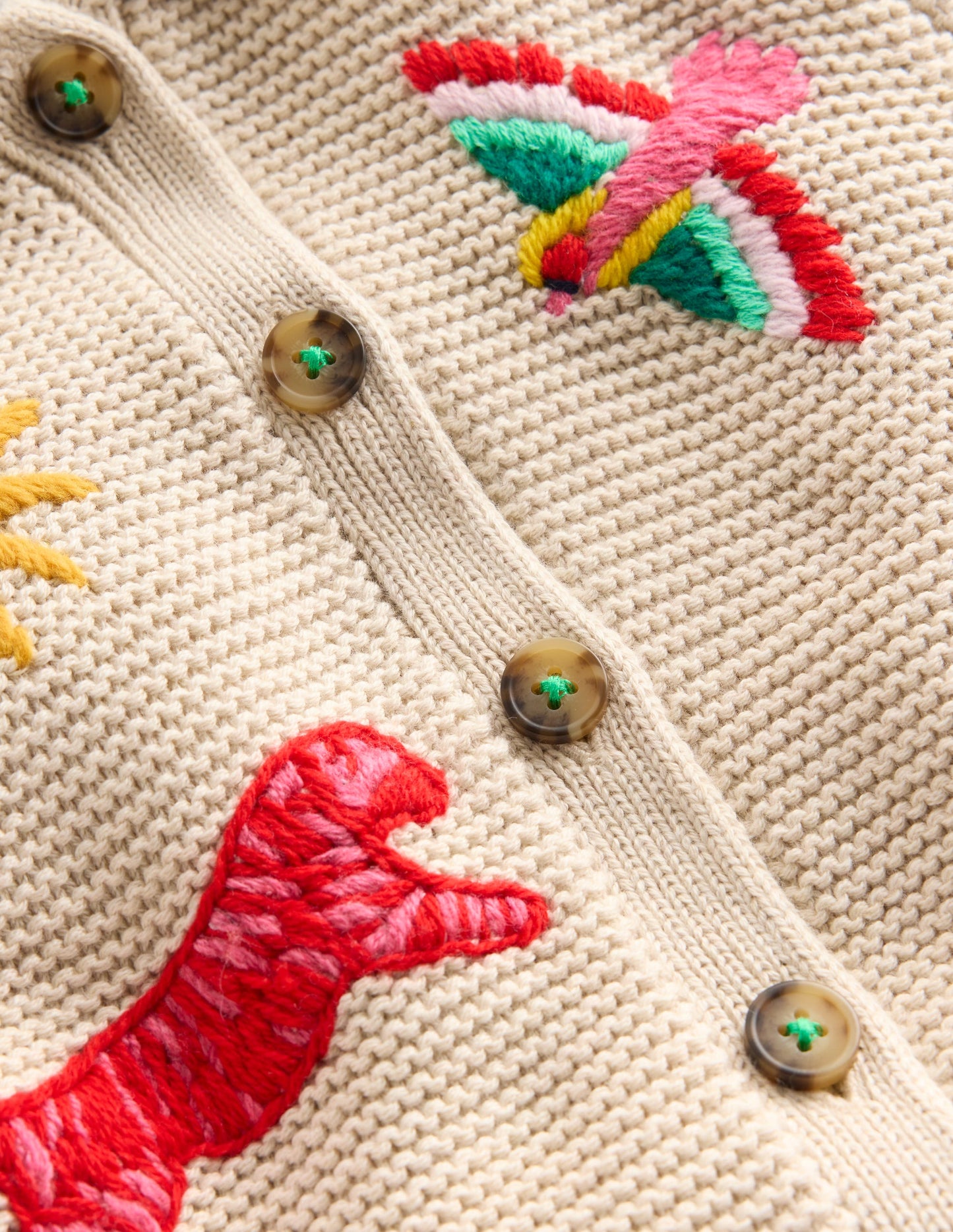 Strickjacke mit Kragen und Motiv-Anenome