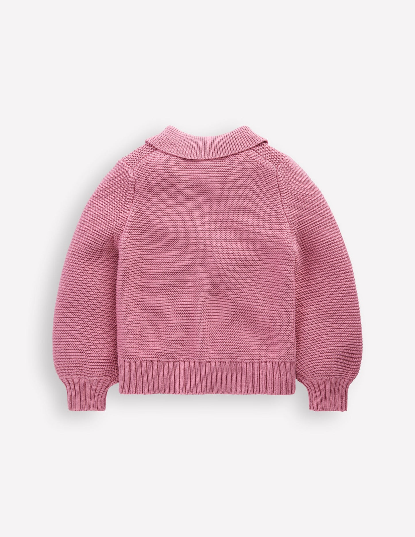 Strickjacke mit Kragen und Motiv-Rosa Schleier
