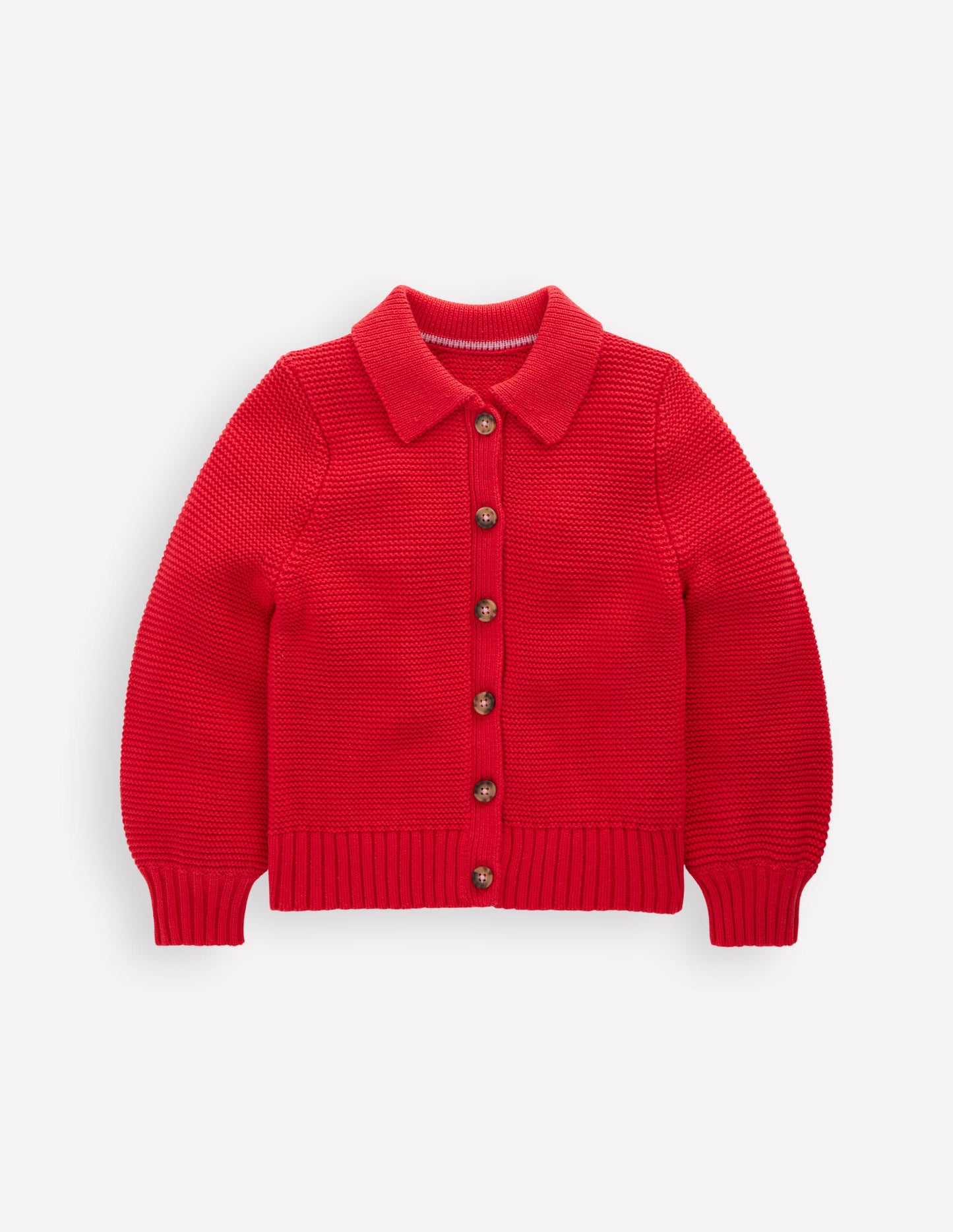 Strickjacke mit Kragen und Motiv-Lackrot
