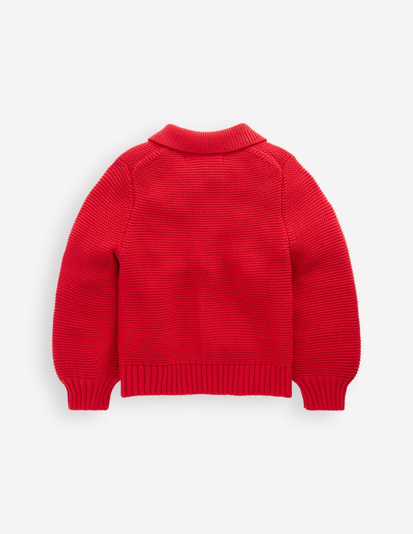 Strickjacke mit Kragen und Motiv-Lackrot