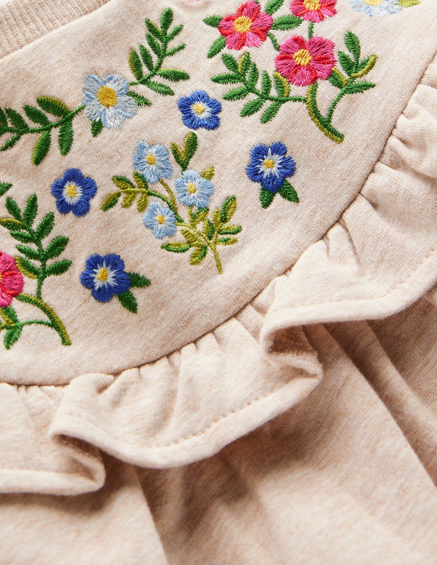 Robe-sweat brodée-Avoine chine