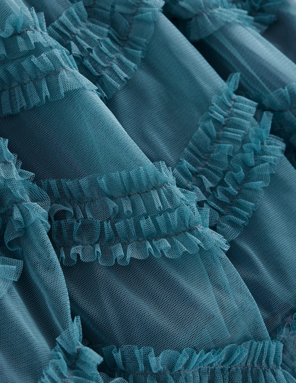 Tüllkleid im Ballettstil aus Velours-Meeresgrün