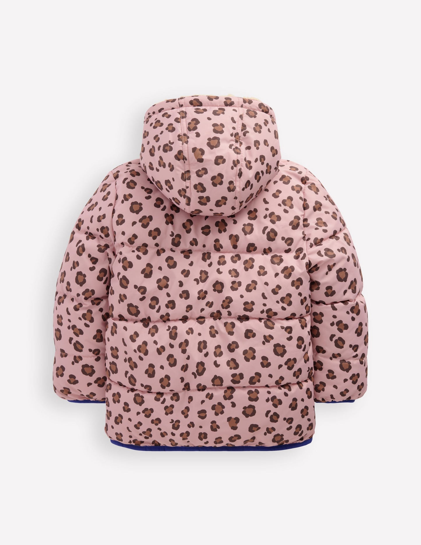 Wattierter Teddyfellmantel zum Wenden-Pink Leopardenmuster