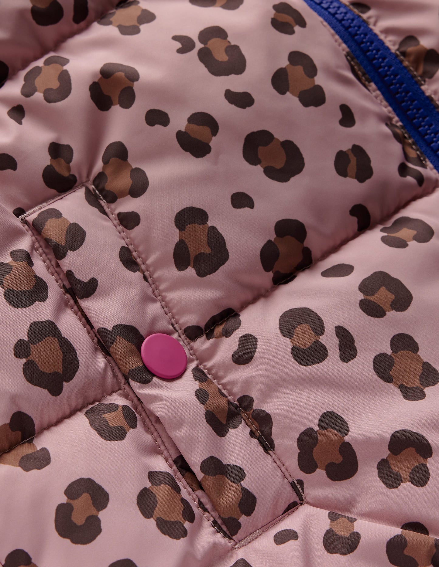 Wattierter Teddyfellmantel zum Wenden-Pink Leopardenmuster