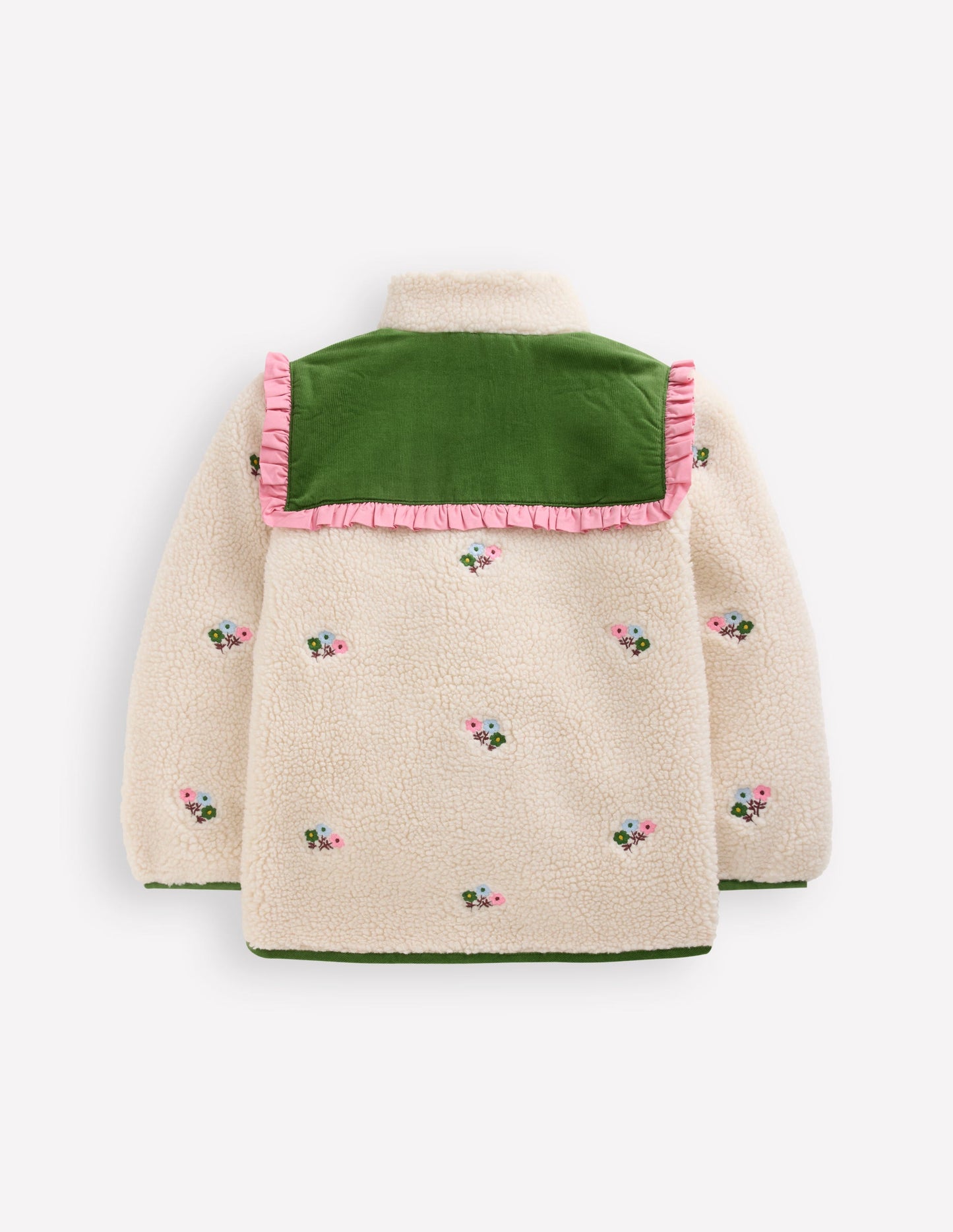 Hübsche Jacke aus Teddyfell-Mix-Sanftes Naturweiß Stickerei