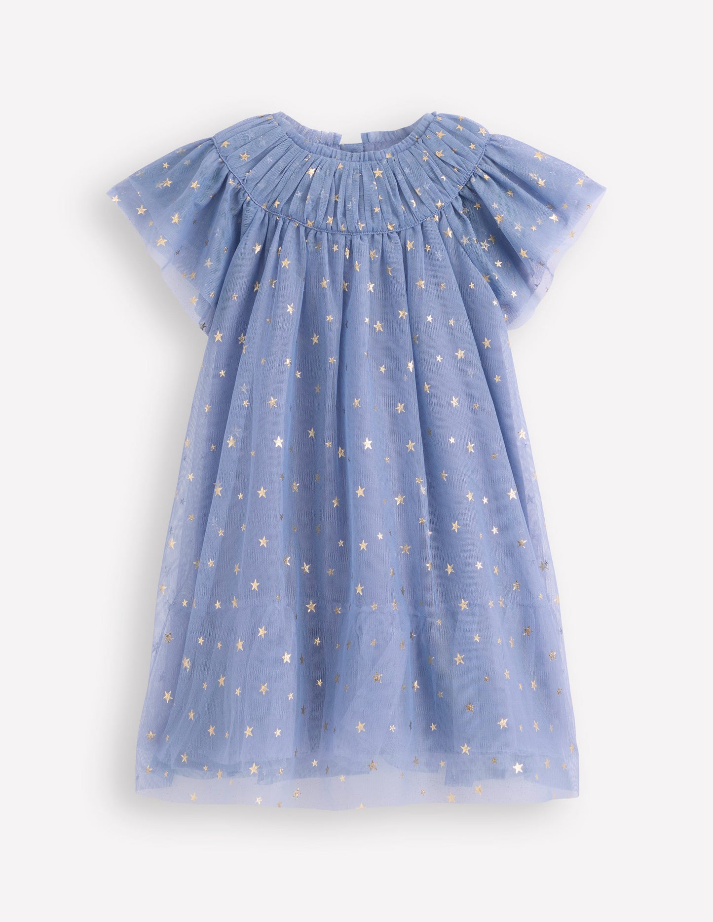 Robe à volants en tulle-Bleu tempête