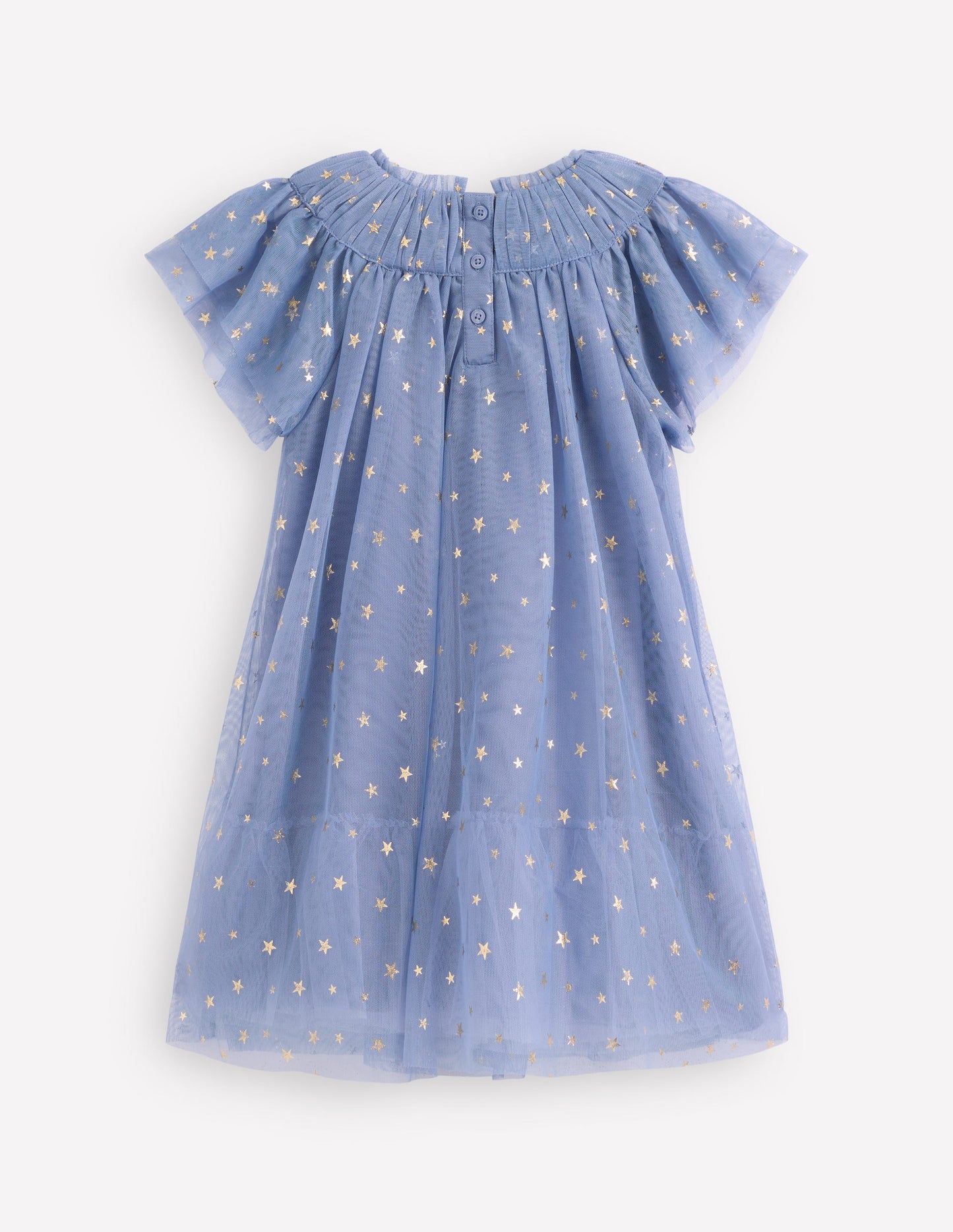 Robe à volants en tulle-Bleu tempête