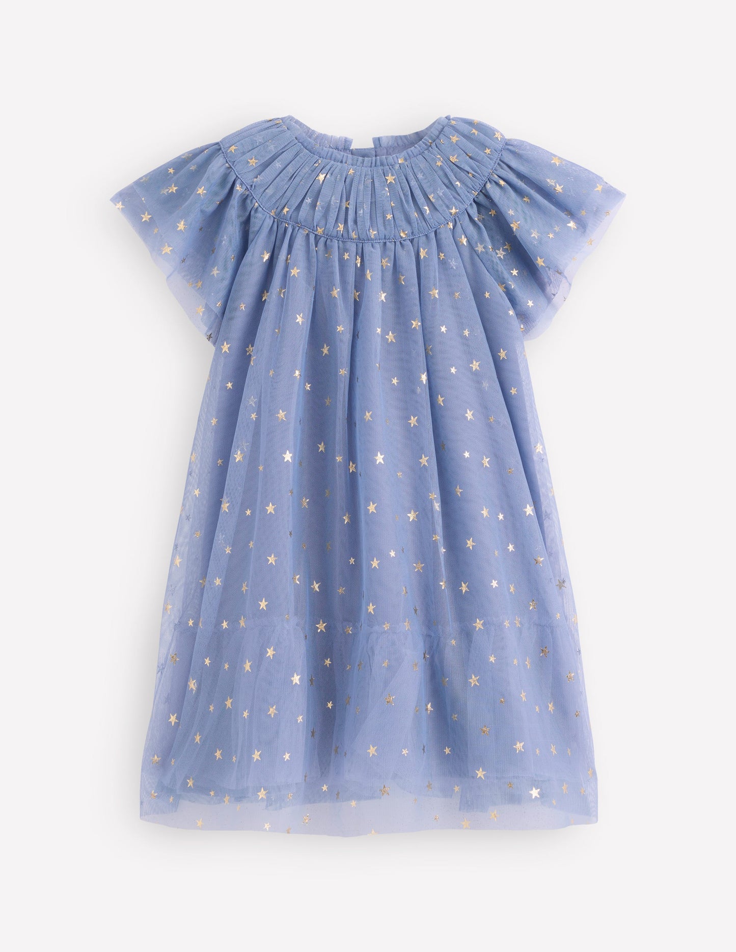 Robe à volants en tulle-Bleu tempête
