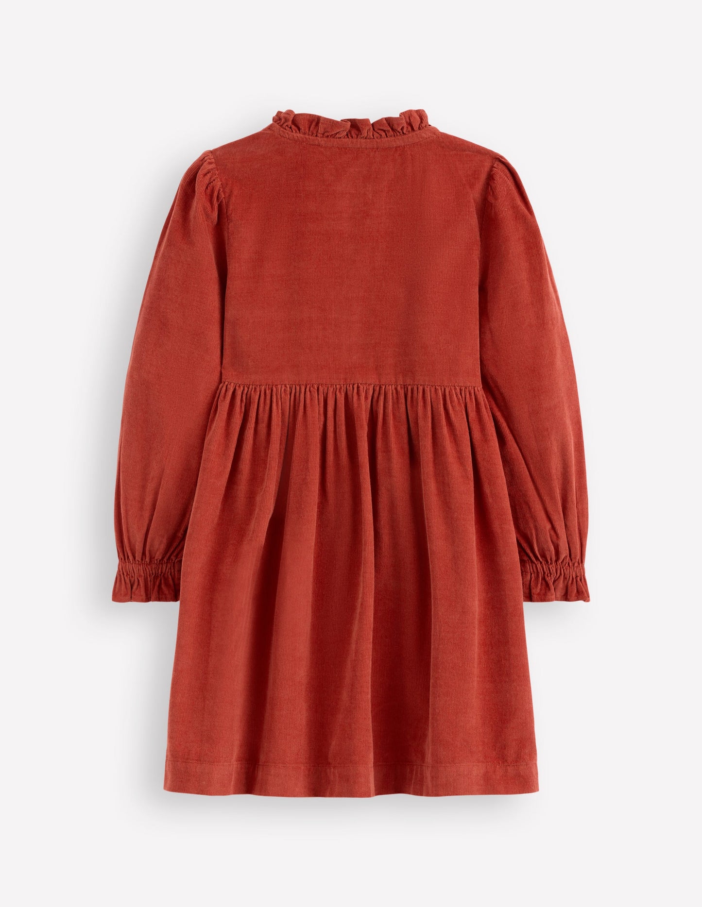 Suki Langärmeliges, gesmoktes Kleid-Kupferrot