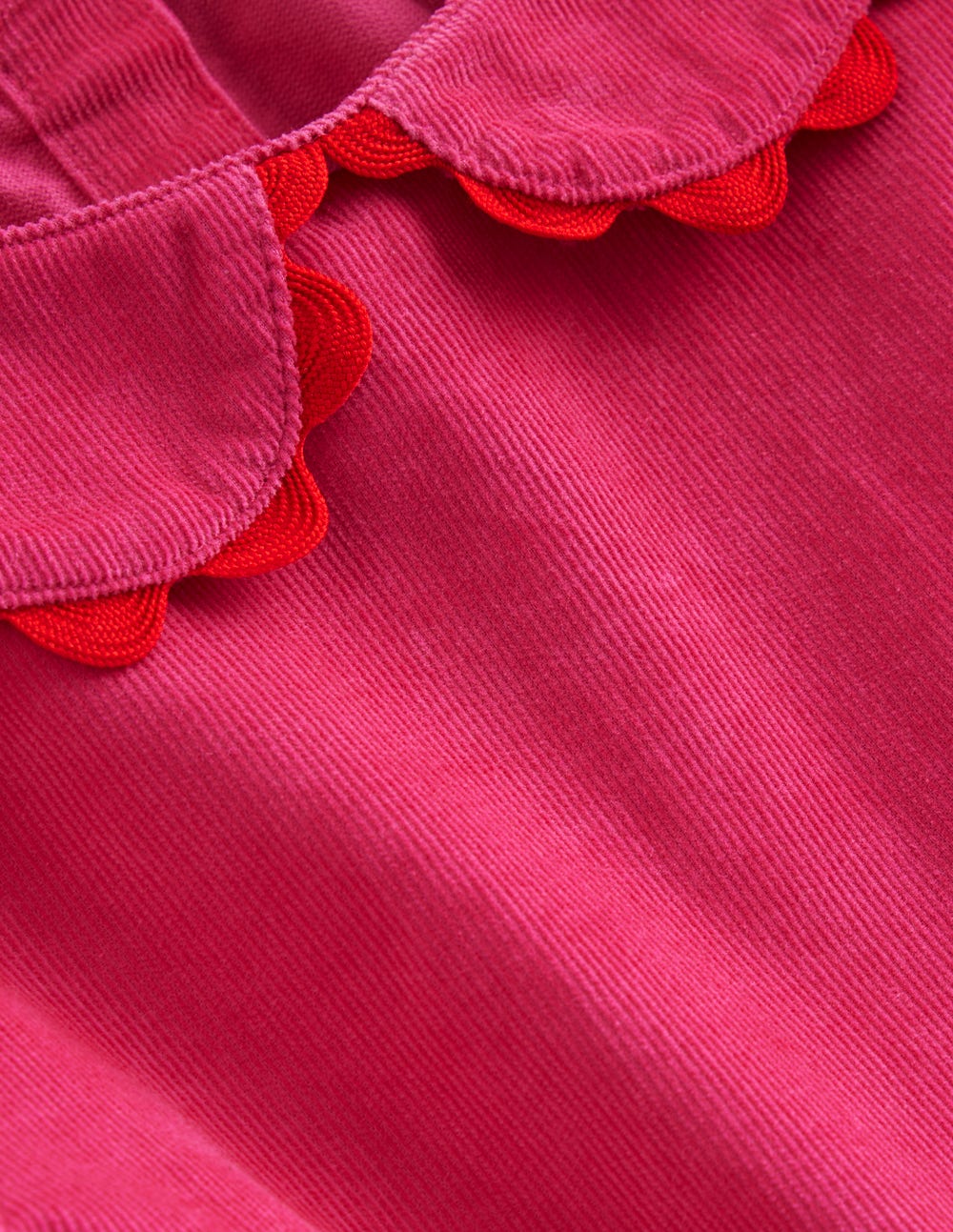 Cordkleid mit Zackenlitze-Himbeerrosa