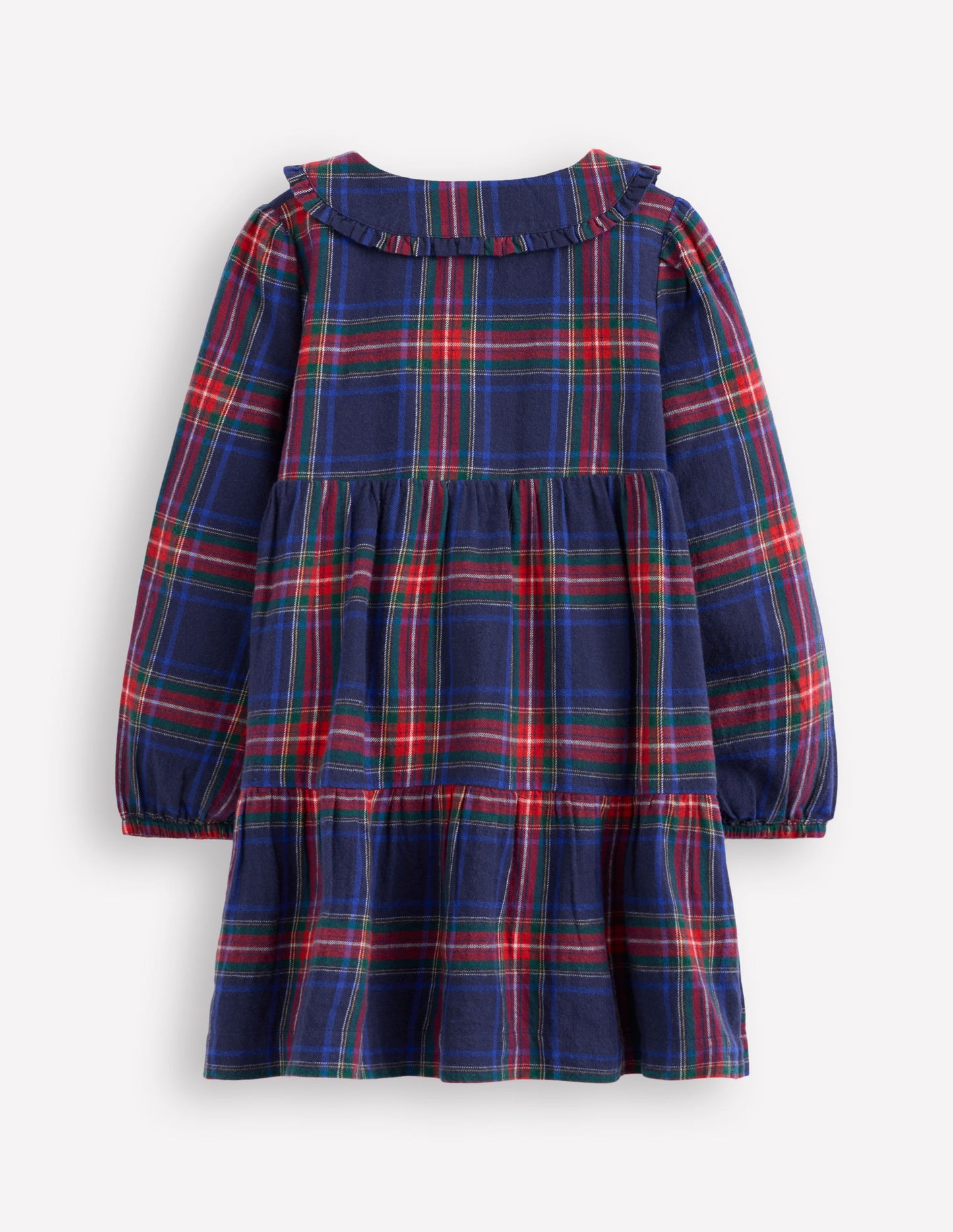 Robe tissée à col Minna-Carreaux bleu marine foncé