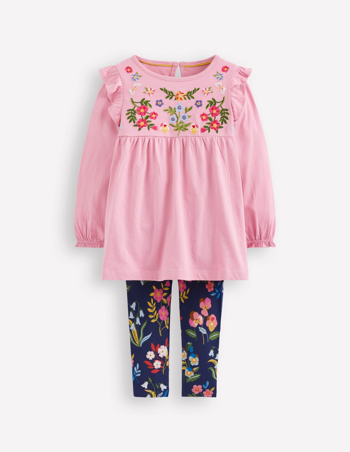 Ensemble avec tunique brodée-Rose formica