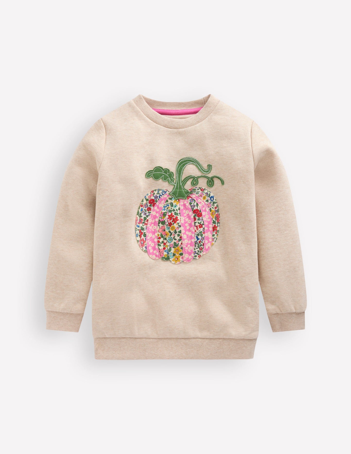 Sweatshirt mit Applikation-Haferbeige meliert Kürbis