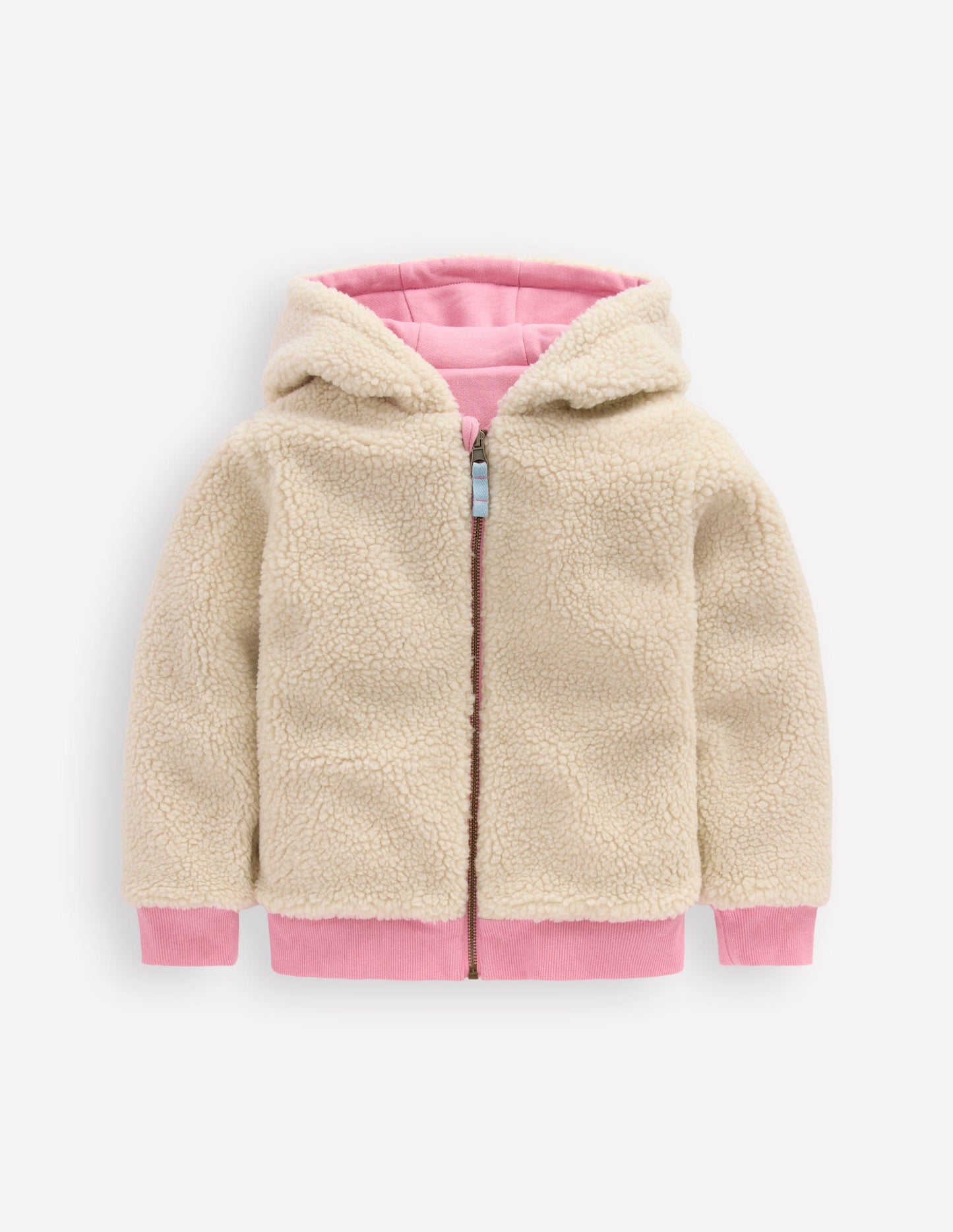 Sweat à capuche réversible en borg-Mauve vintage/bleu martin-pêcheur