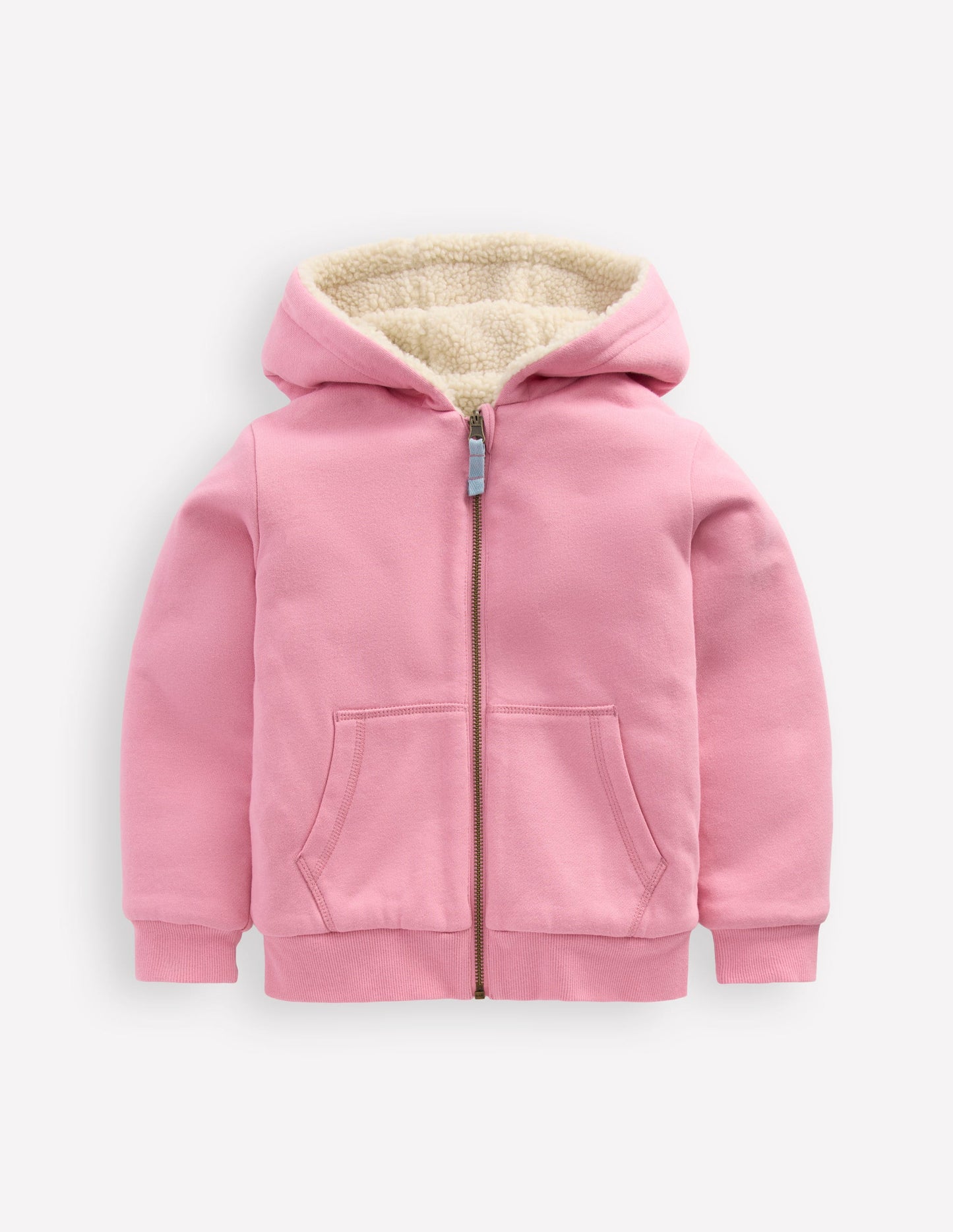 Sweat à capuche réversible en borg-Mauve vintage/bleu martin-pêcheur