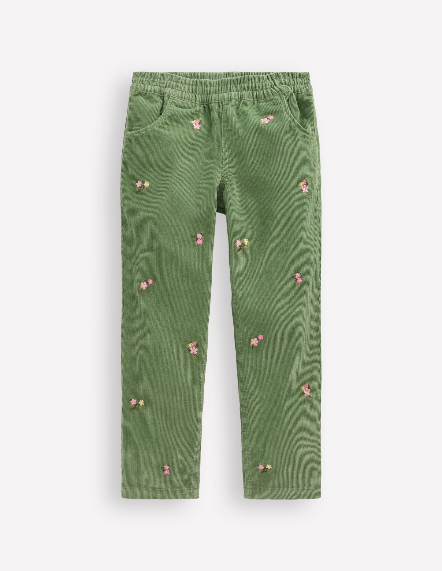 Cordhose zum Hineinschlüpfen-Brokkoligrün Stickerei