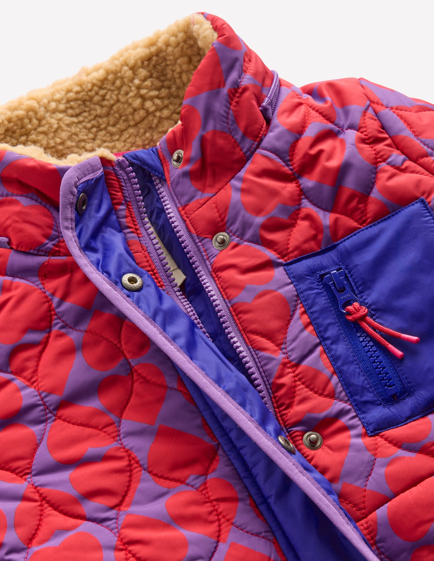 Kuscheliger, langer Mantel-Violett Herzdruck