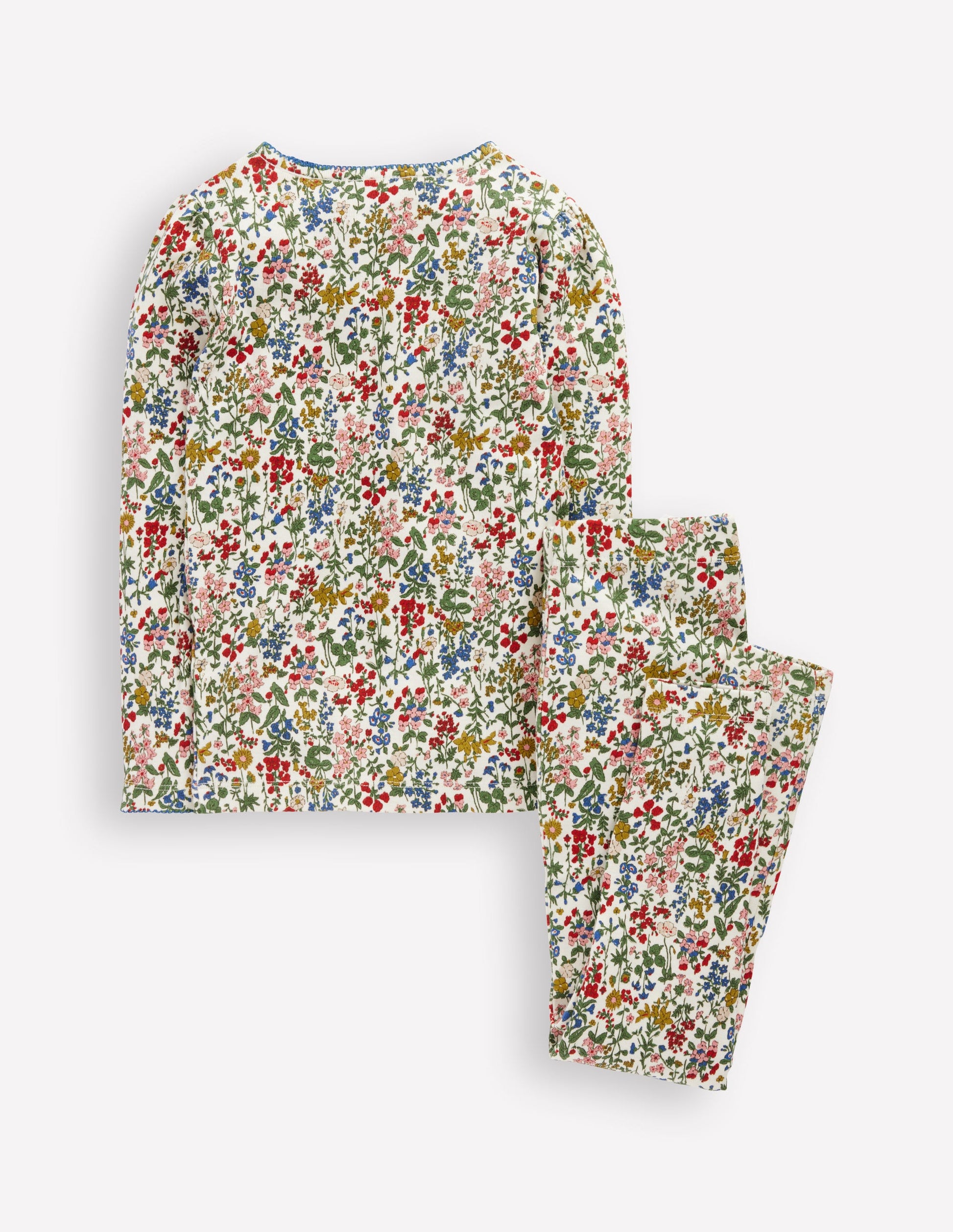 Snug Long John Pyjamas-Soft Ivory Floral-2