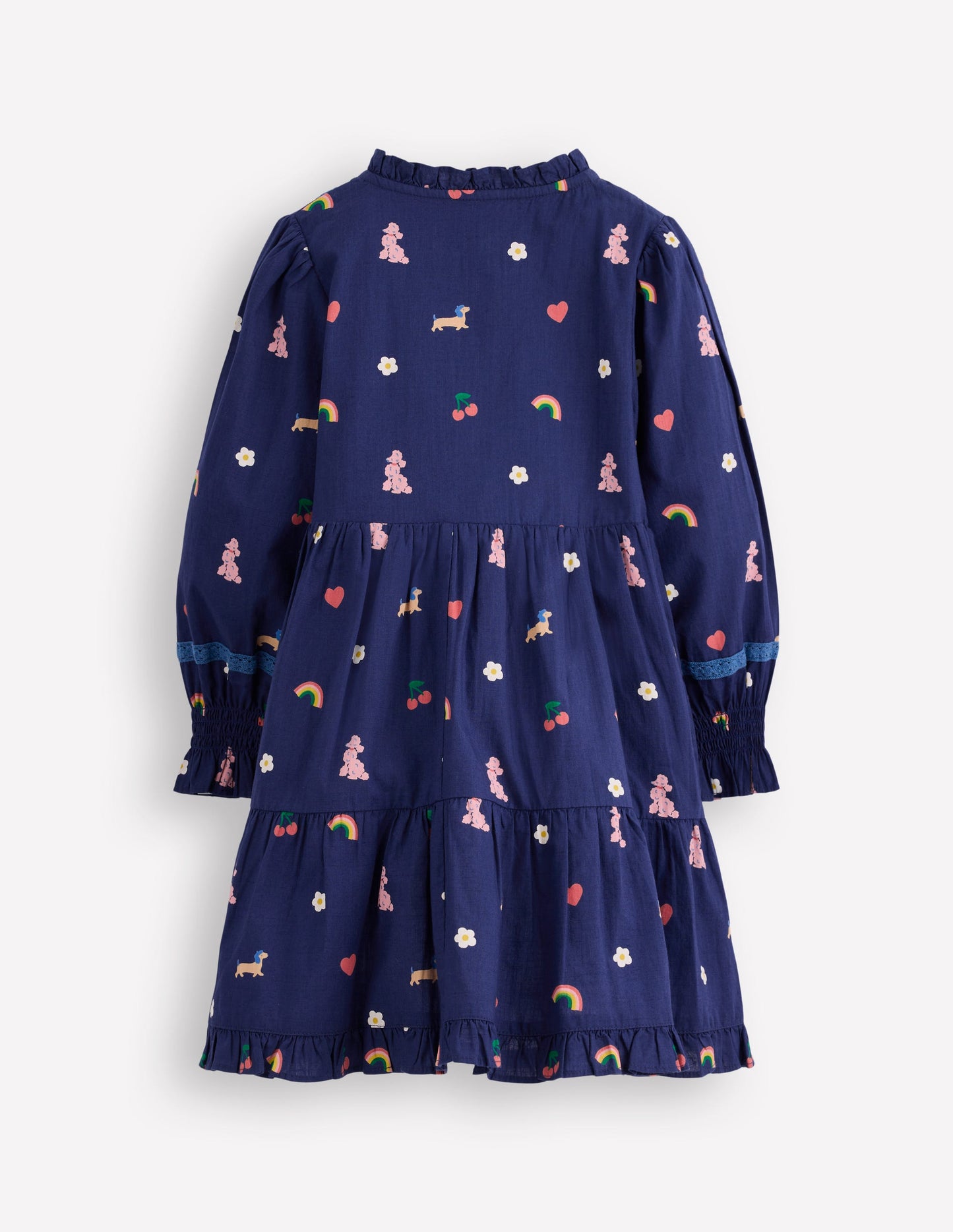 Gewebtes Kleid mit Spitzendetail-Steuerbordblau Paris