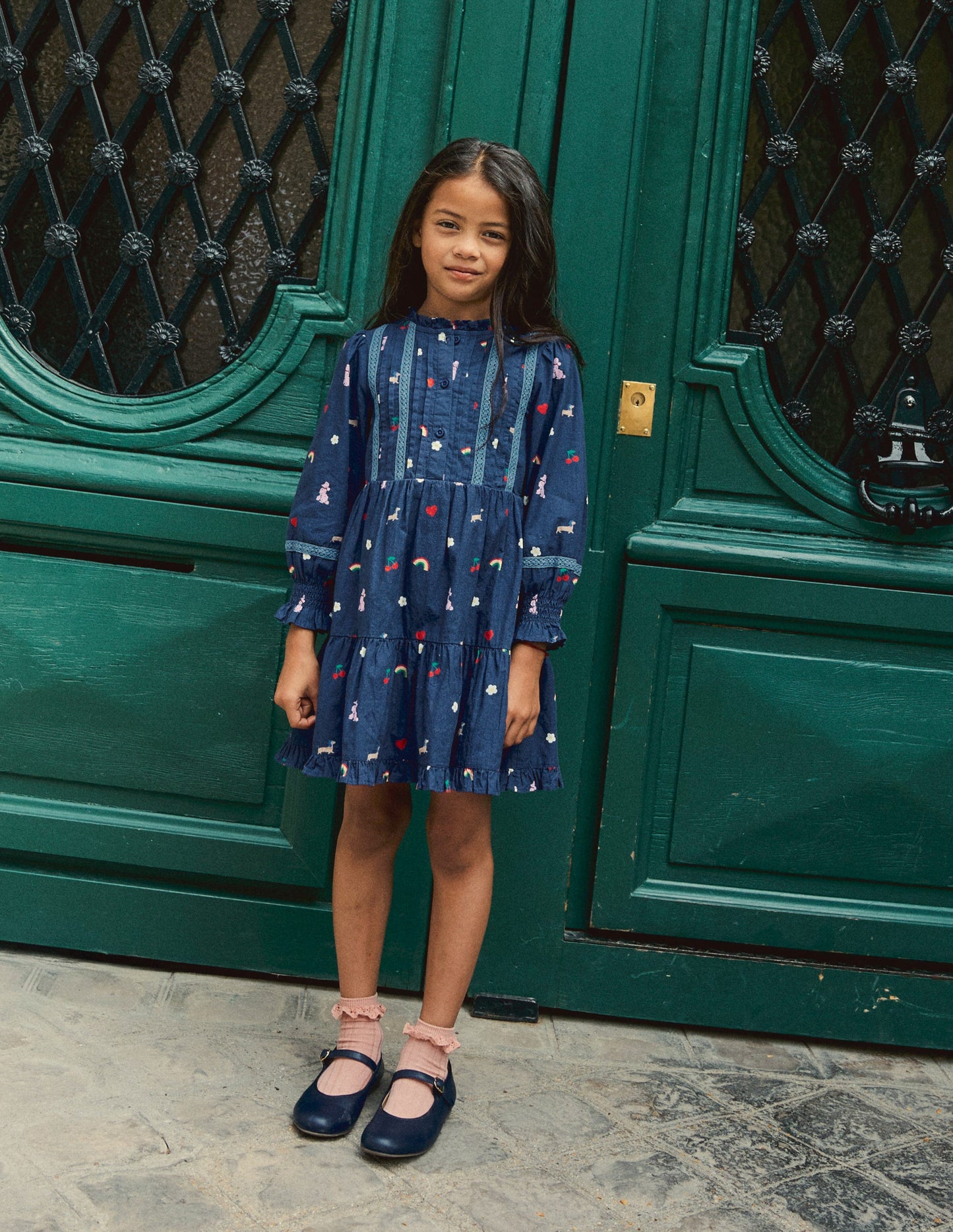 Gewebtes Kleid mit Spitzendetail-Steuerbordblau Paris