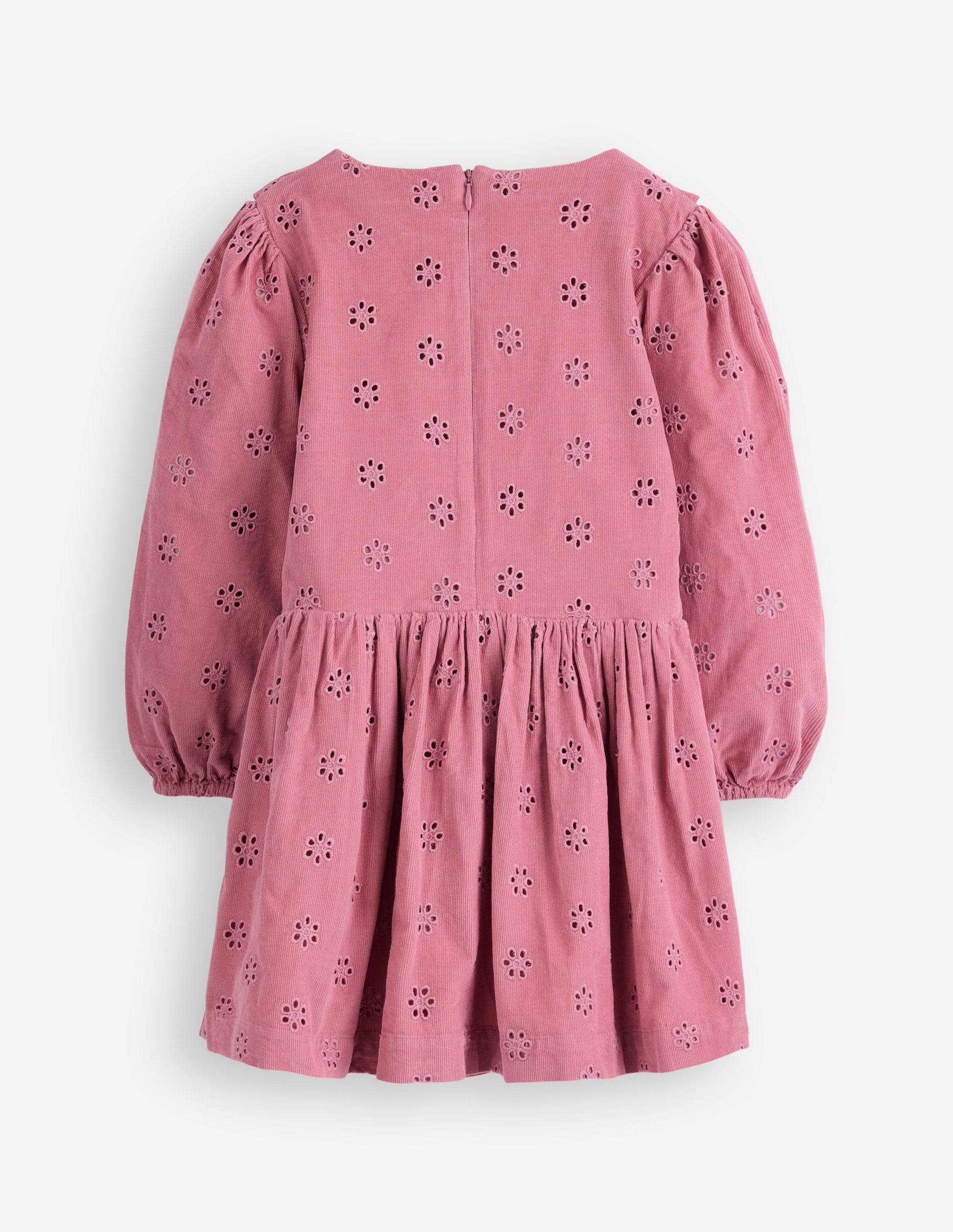 Cord-Kleid mit Lochstickerei-Rosa Schleier-2