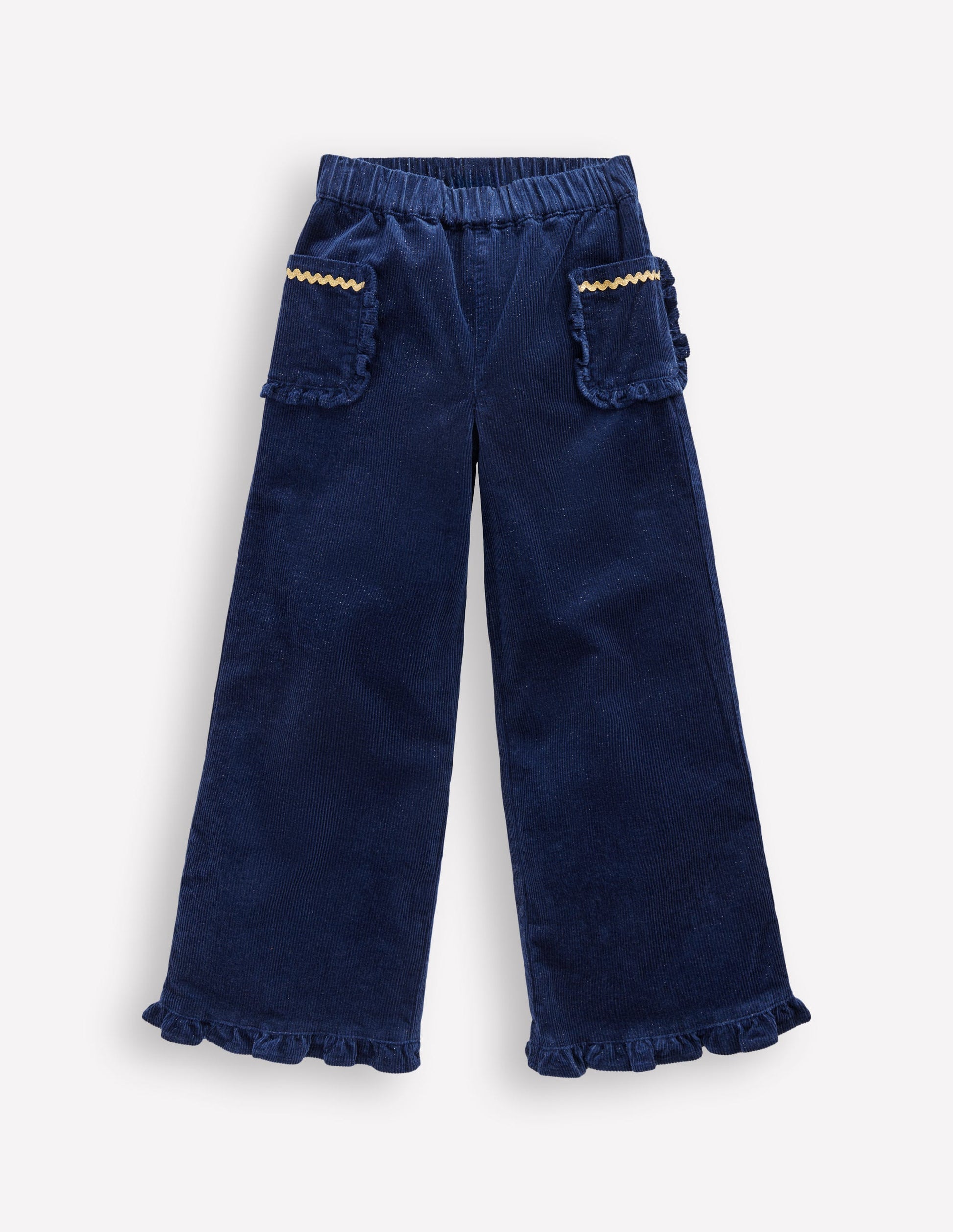 Gerüschte Cordhose zum Hineinschlüpfen-Navy Glitzer-1