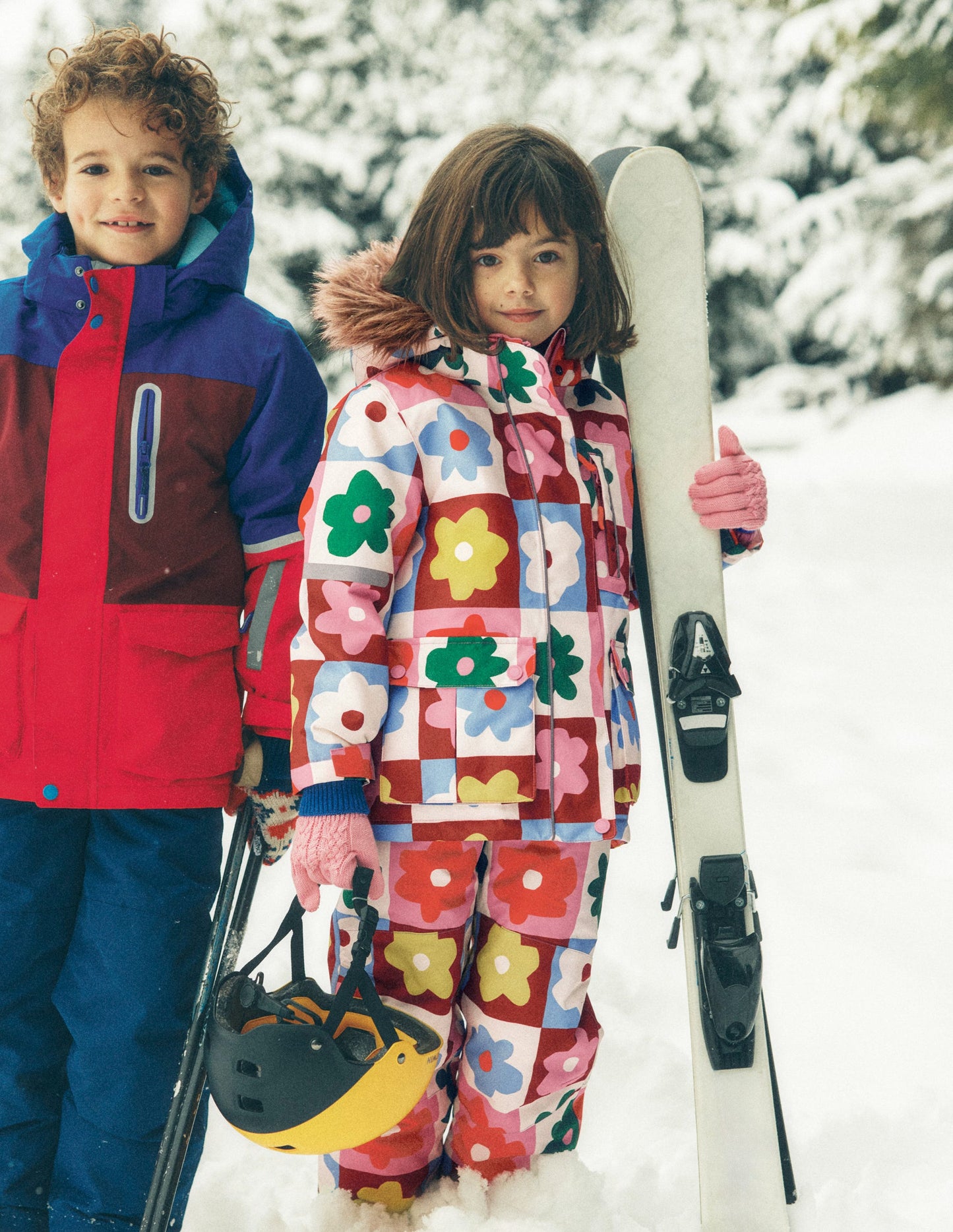 Wasserdichte Allwetterhose-Bunt Blumen Kariert