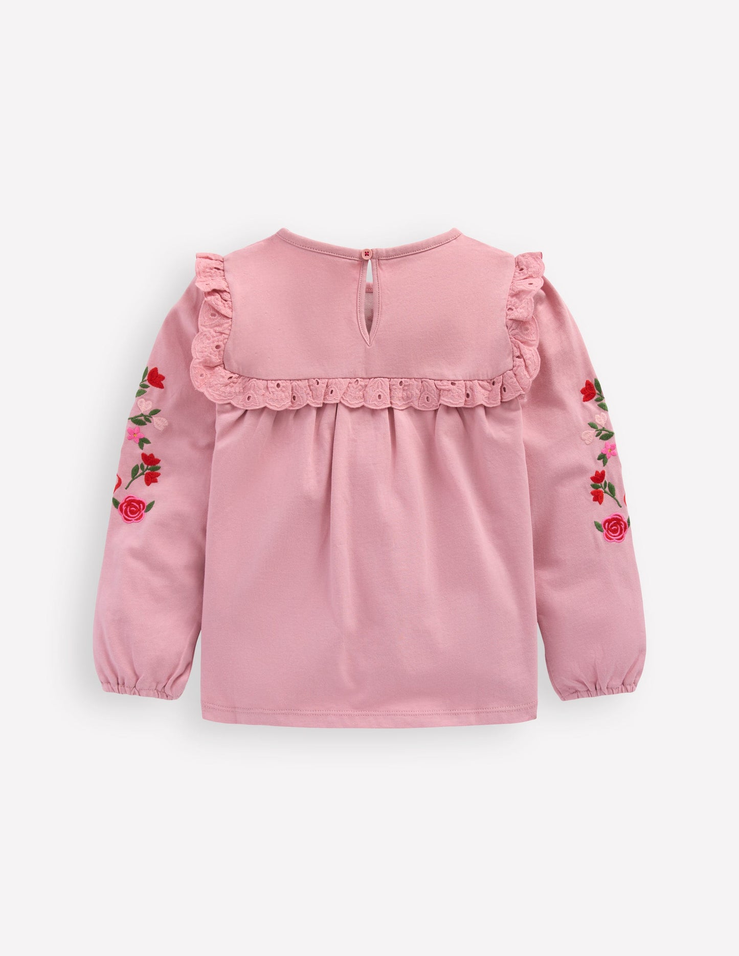 Hübsches Oberteil mit Stickerei-Vintage-Rosa Stickerei