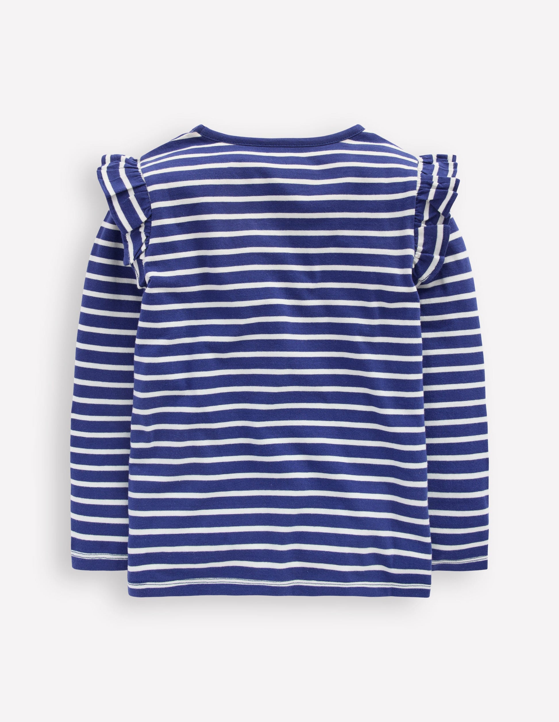 Frill Sleeve Appliqué T-shirt-Starboard Blue Cherry Hearts-2