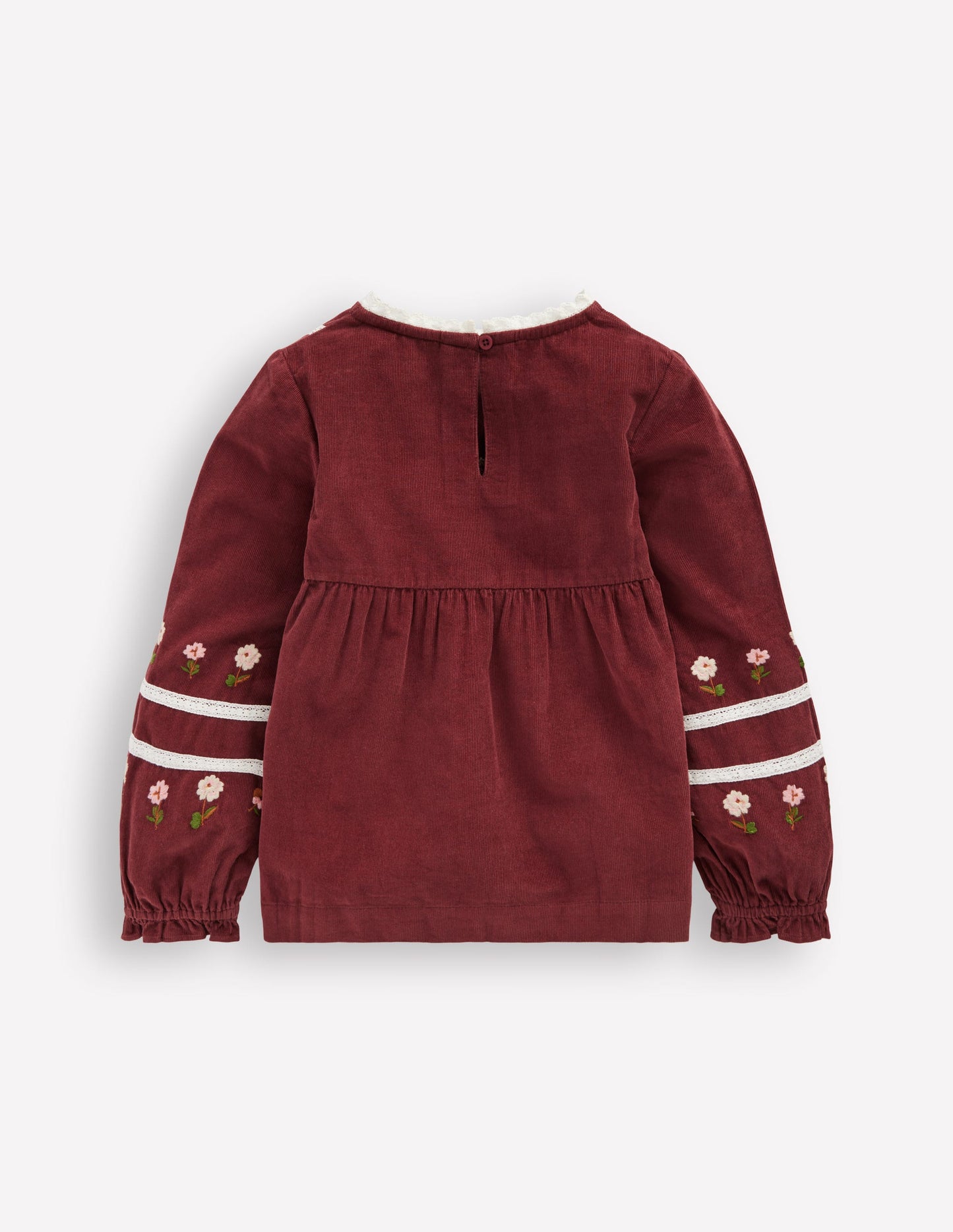 Top brodé à dentelle-Broderie châtaigne