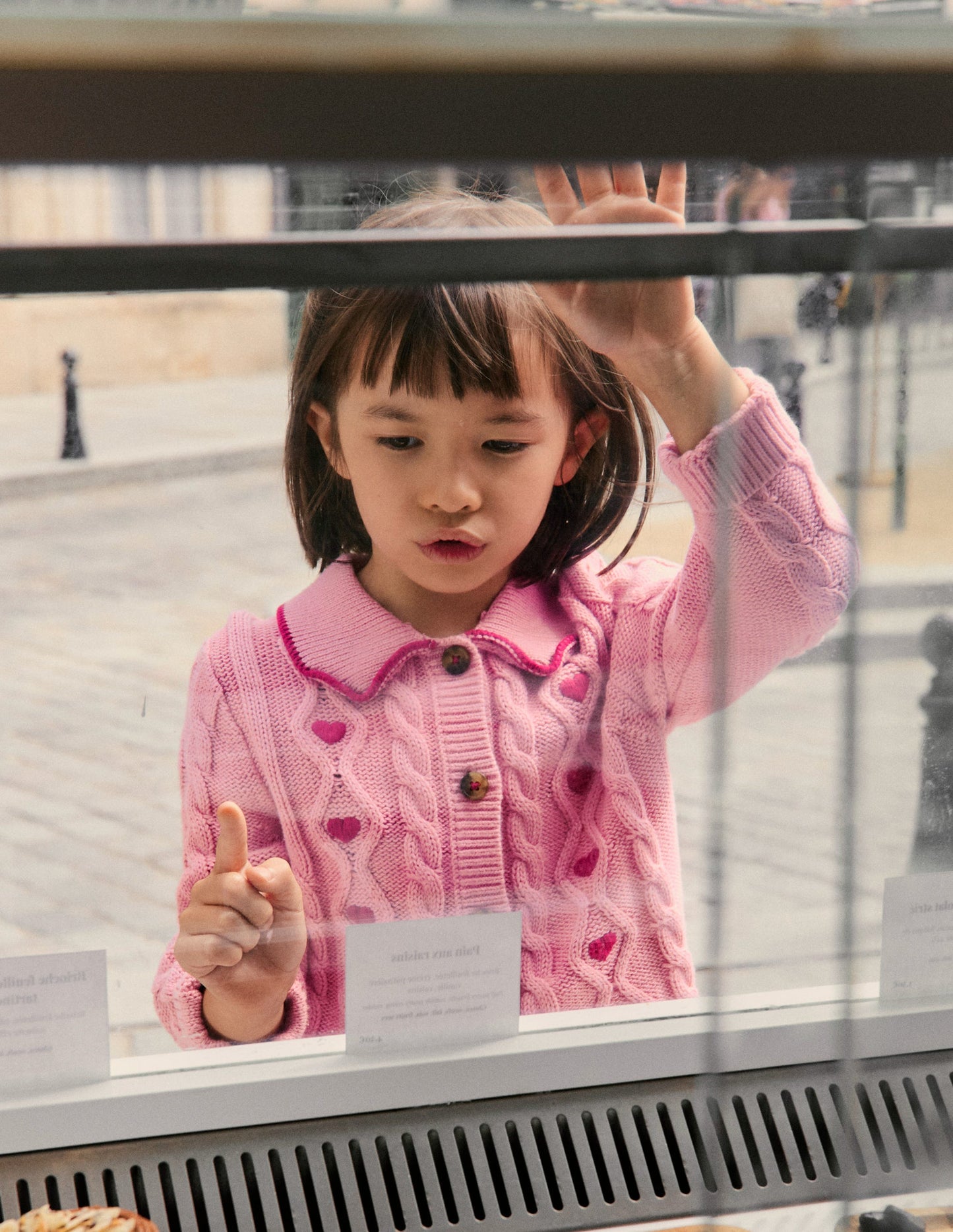 Veste en maille torsadée-Rose formica