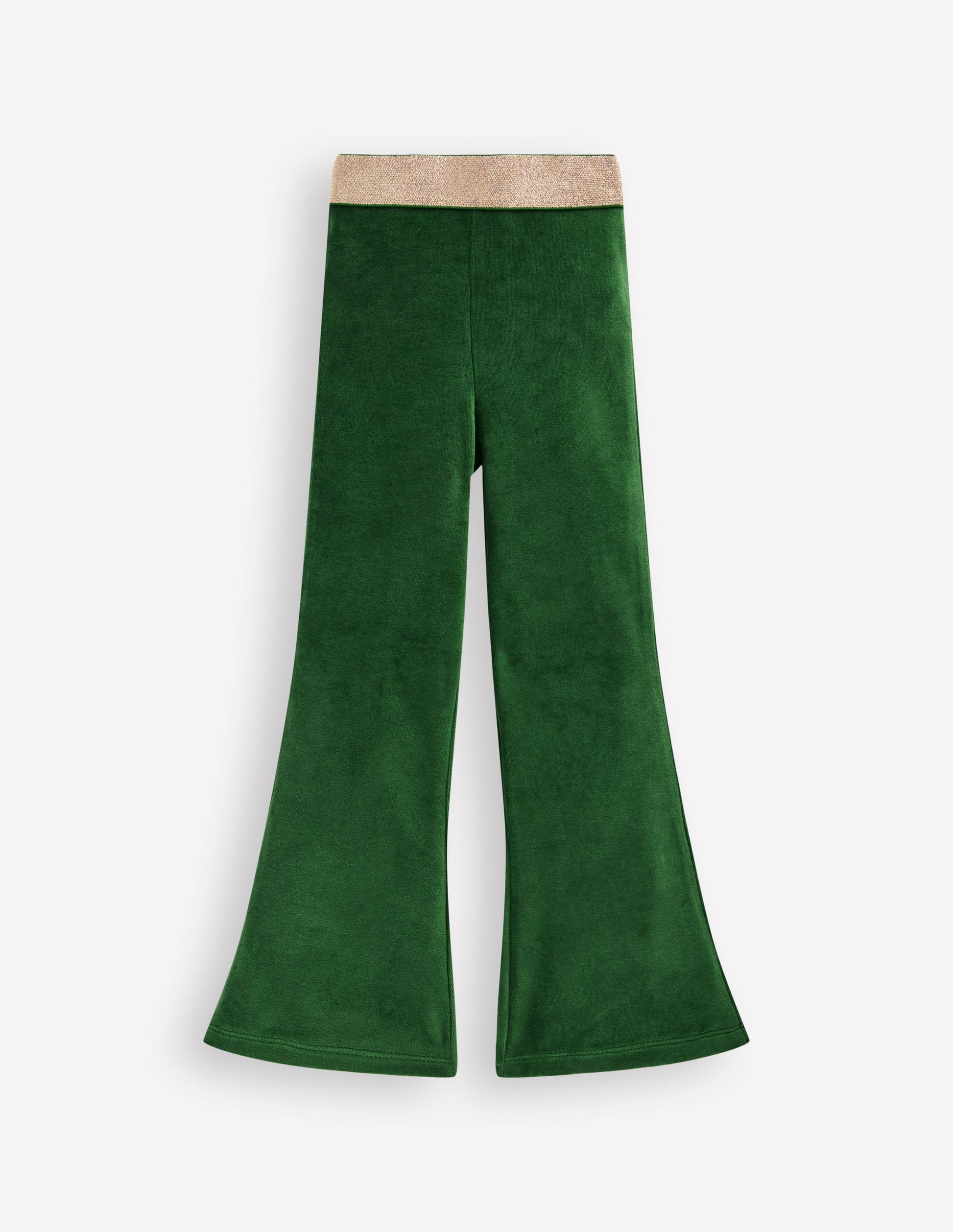 Legging évasé en velours-Vert pin-1