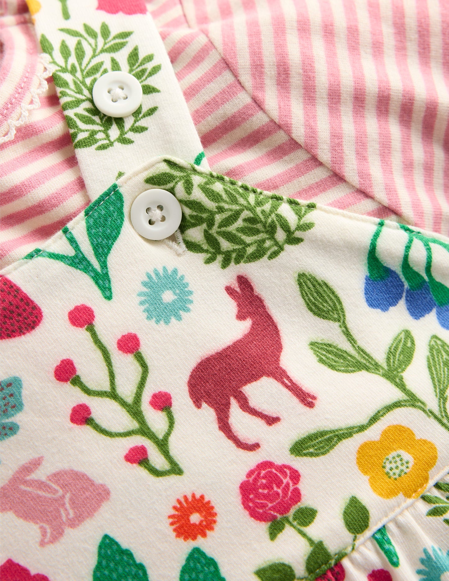 Ensemble avec salopette en jersey-Motif Woodland Walk ivoire