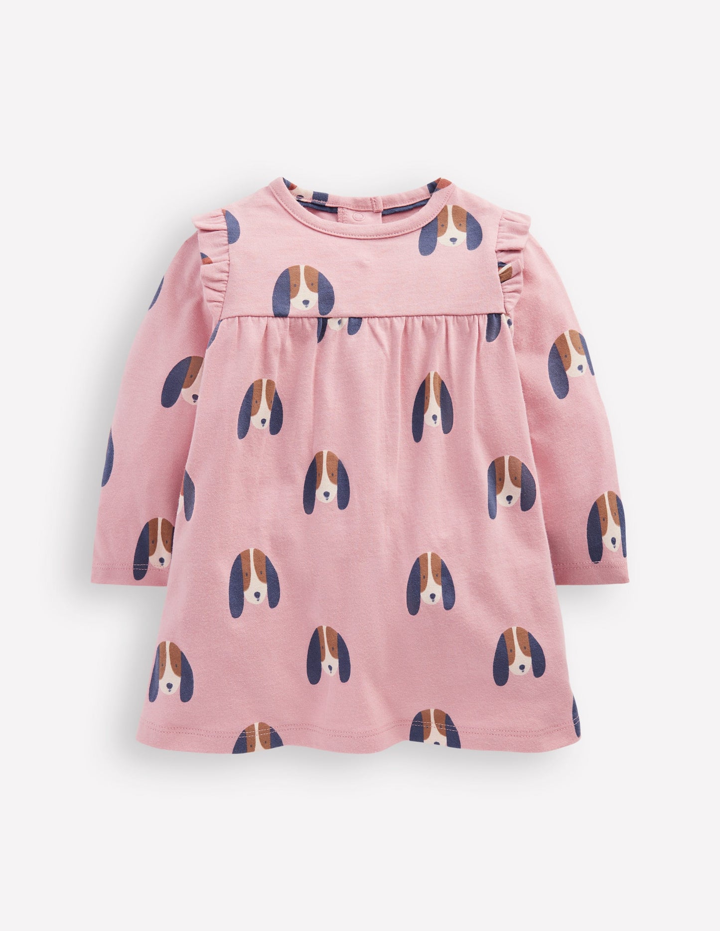 Bedrucktes Jerseykleid-Zuckerwattenrosa Hunde