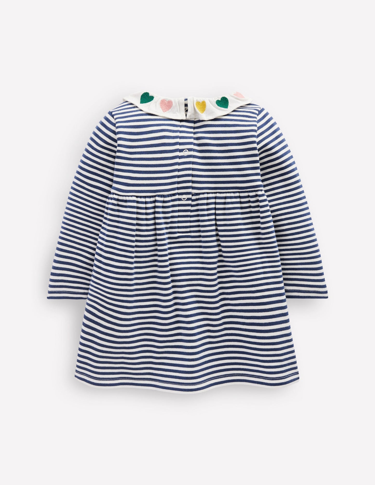 Jerseykleid mit Stickerei-Steuerbordblau Naturweiß Streifen