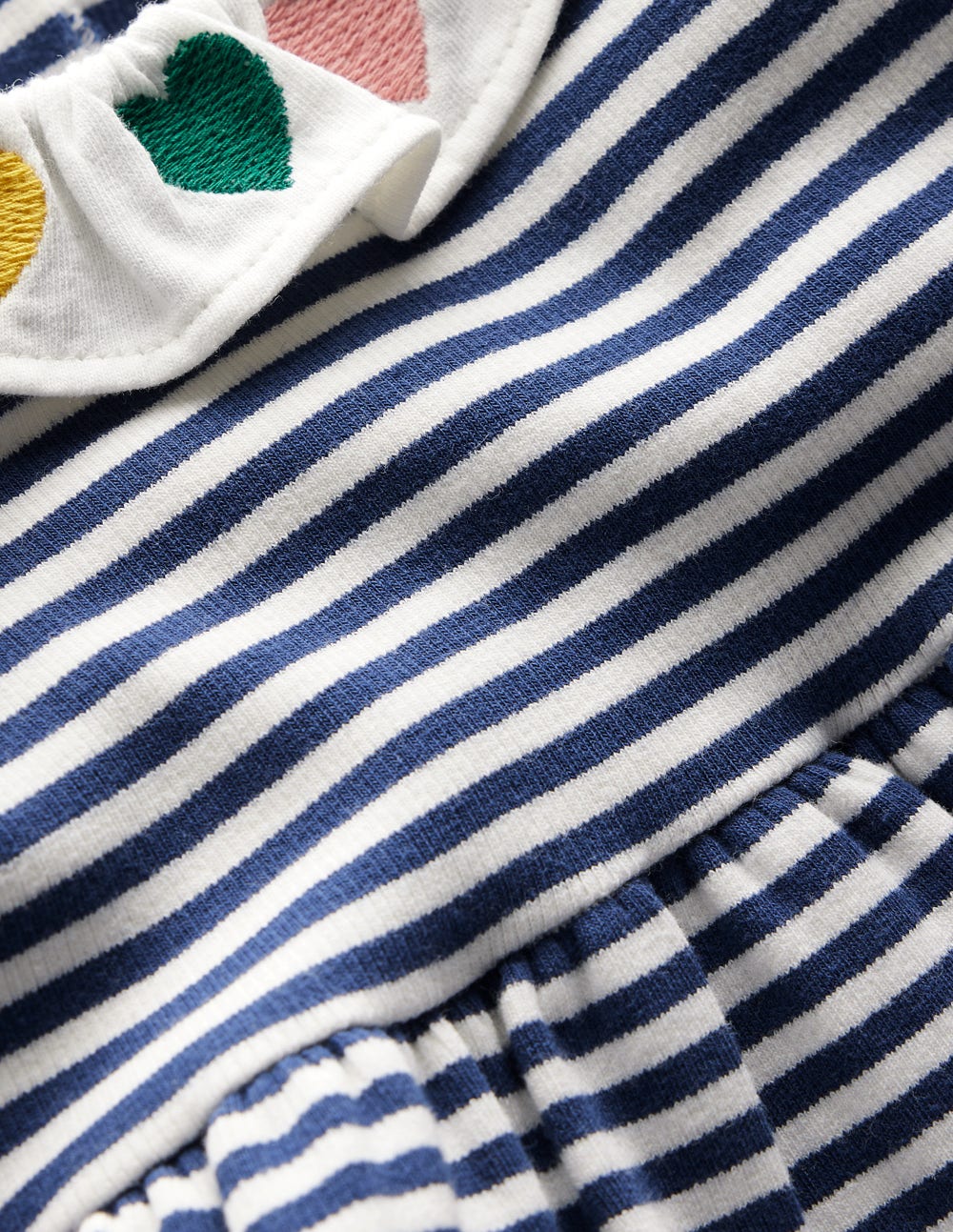 Jerseykleid mit Stickerei-Steuerbordblau Naturweiß Streifen