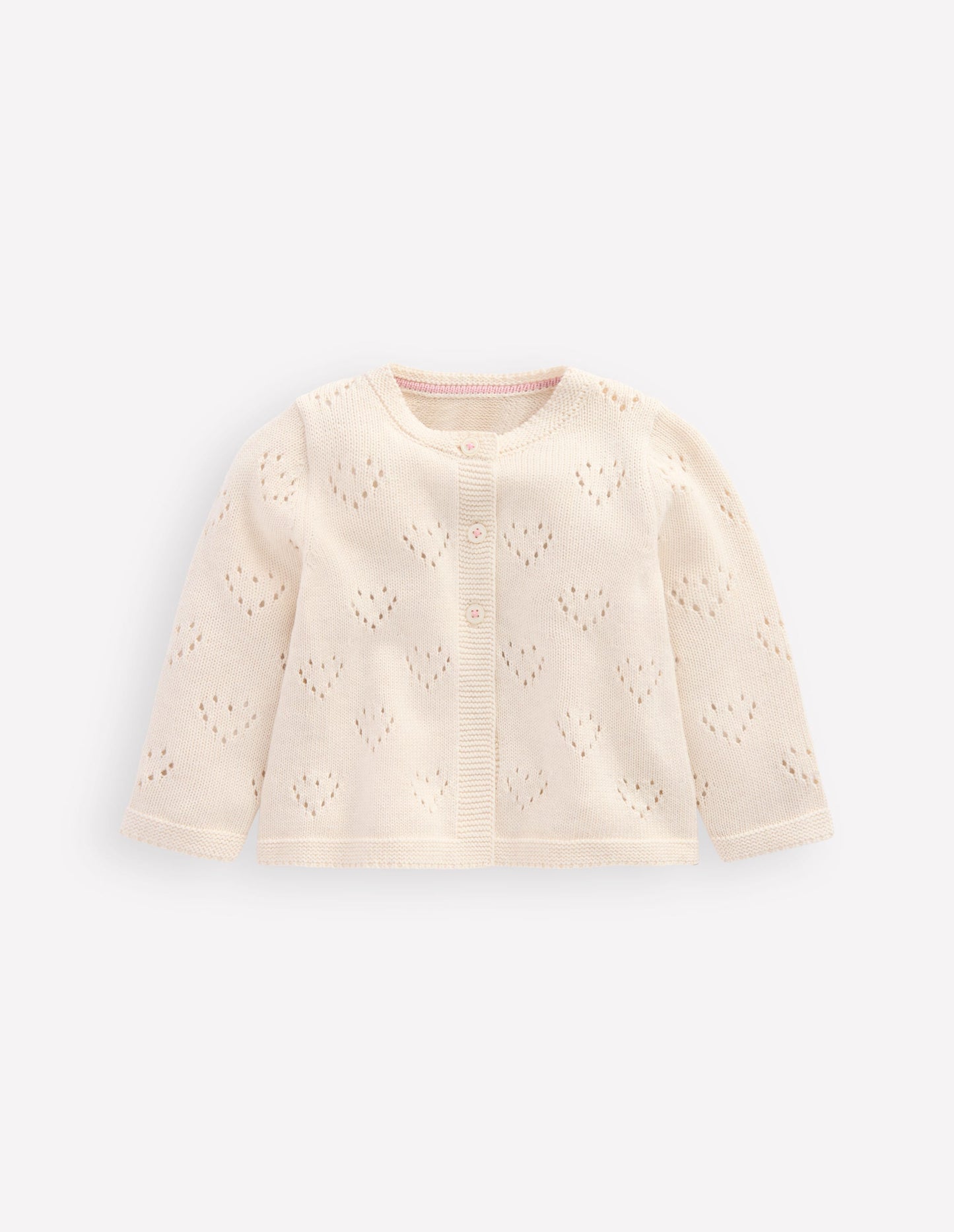 Hübsche Pointelle-Strickjacke-Naturweiß