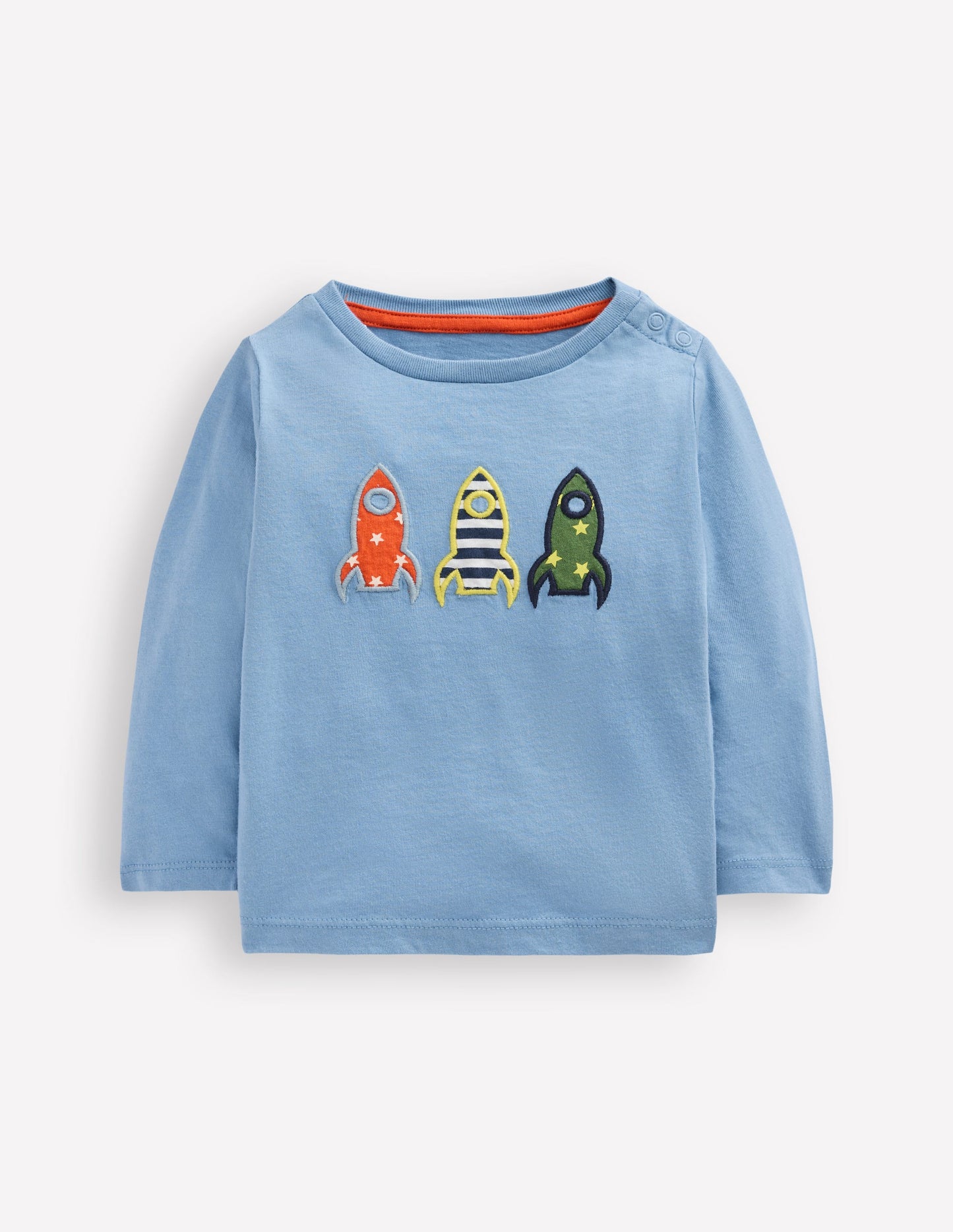 Langärmliges T-Shirt mit Applikation-Blau Raketen