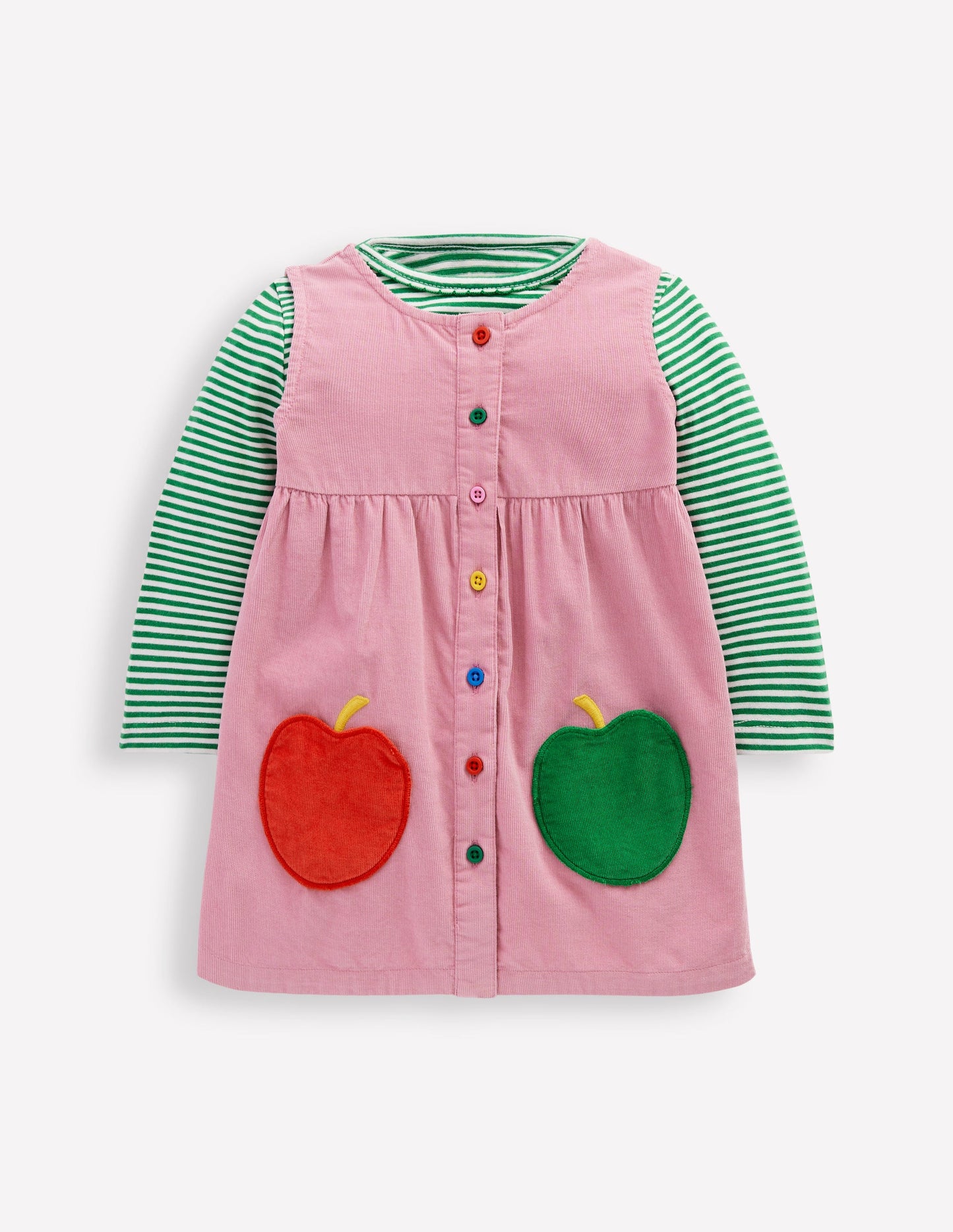 Gewebtes Schürzenkleid-Set-Rosa Apfel
