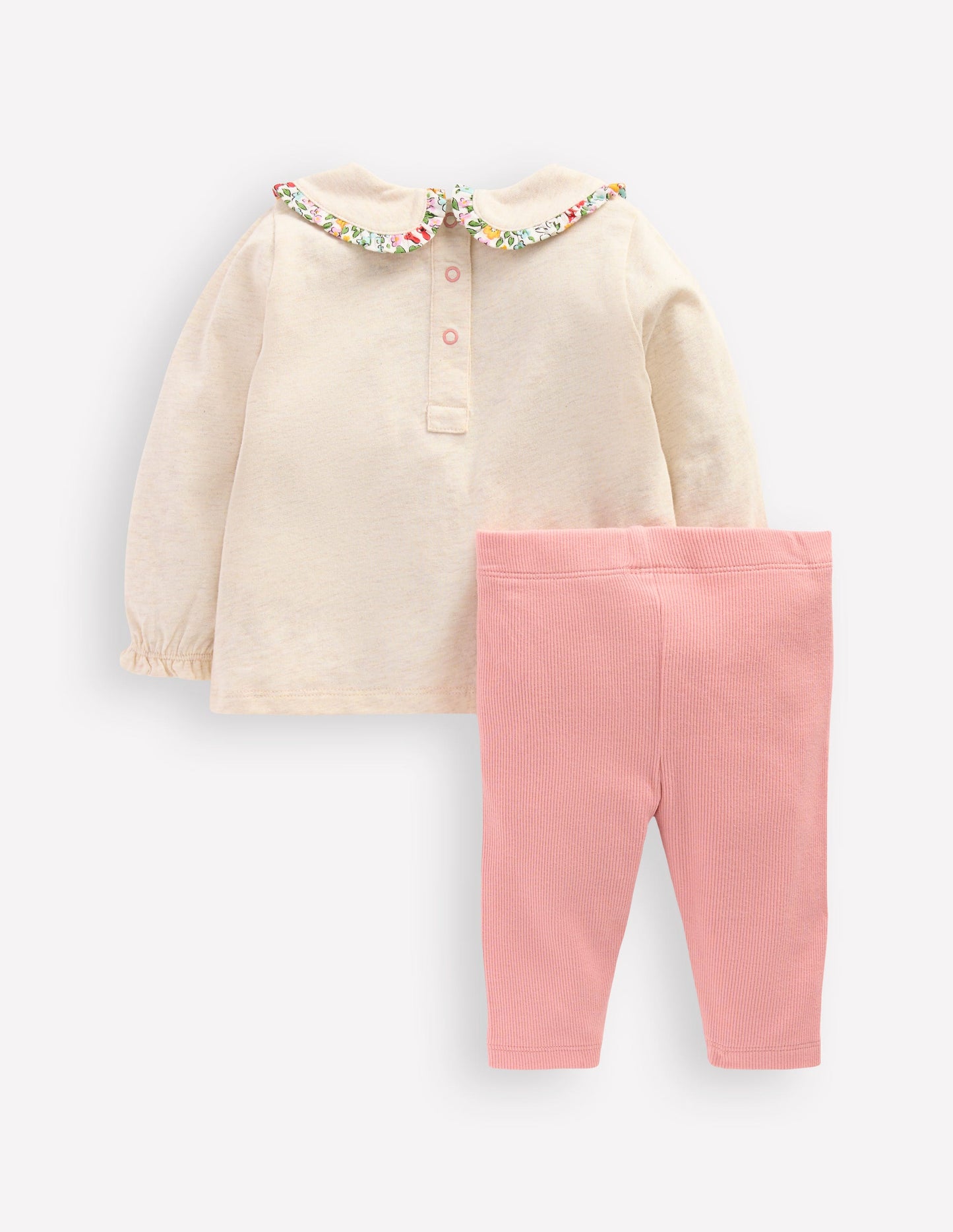 Jersey-Set mit Kragen-Beige Meliert